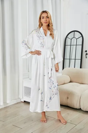 Women Silk Print Kimono Robes