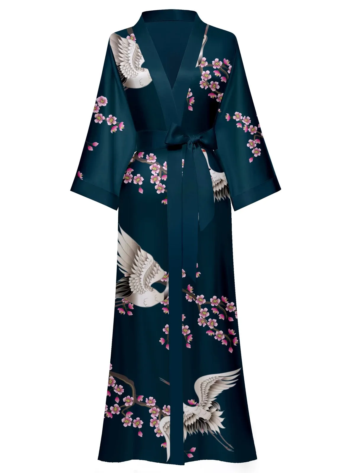 Women Silk Print Kimono Robes