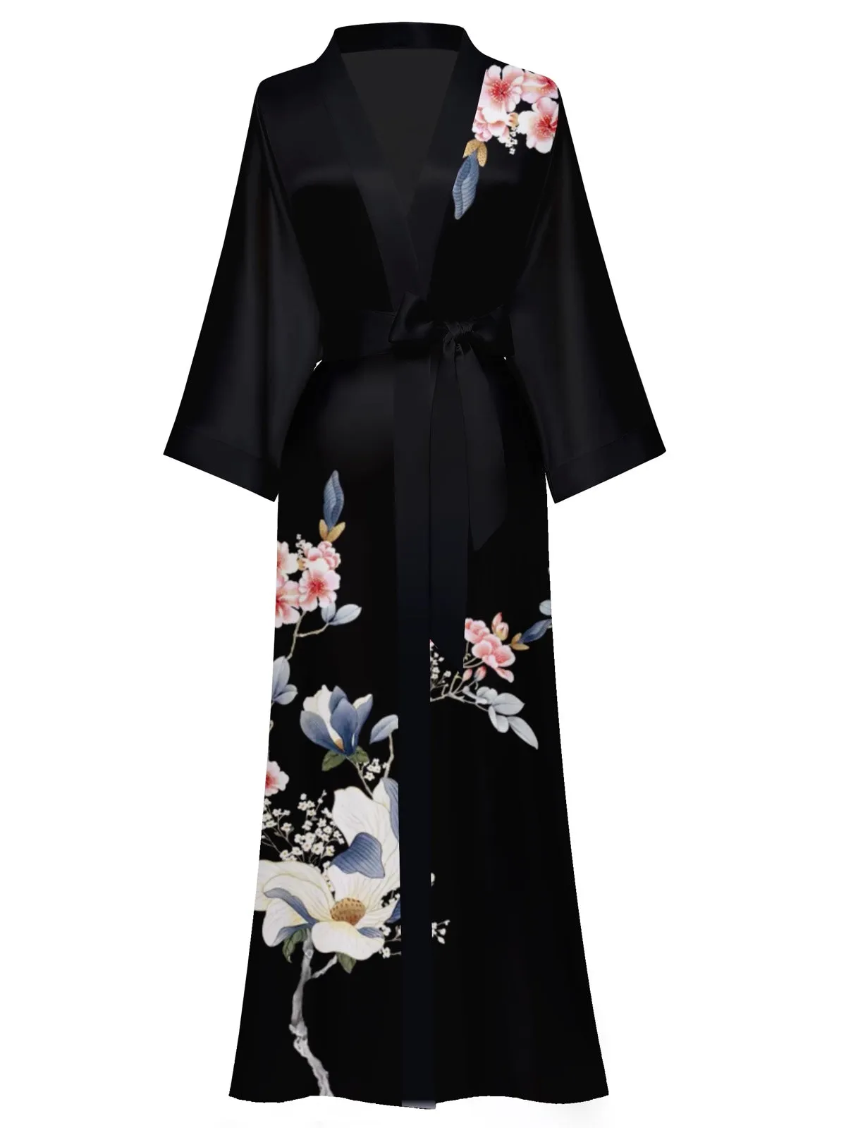 Women Silk Print Kimono Robes