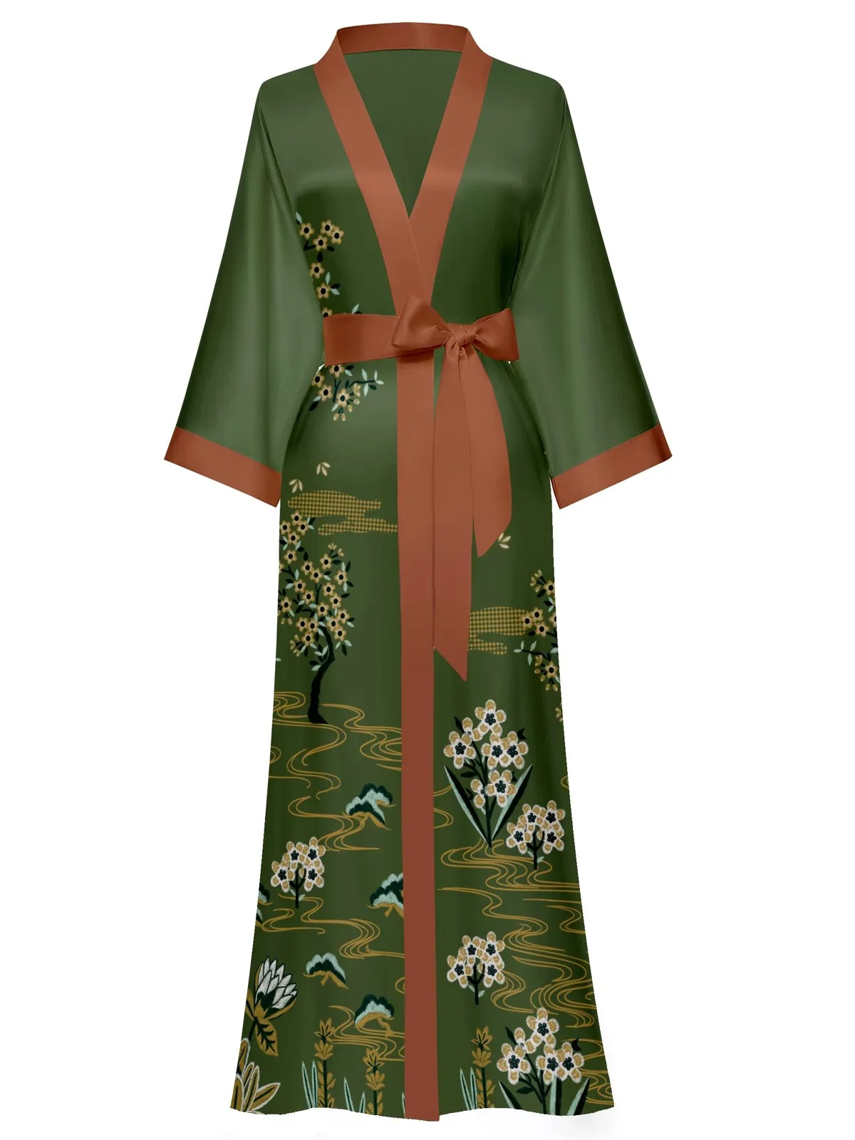 Women Silk Print Kimono Robes