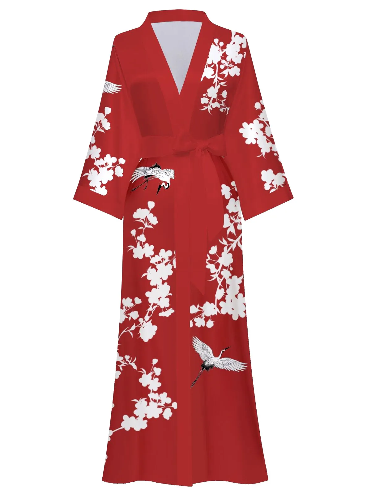 Women Silk Print Kimono Robes
