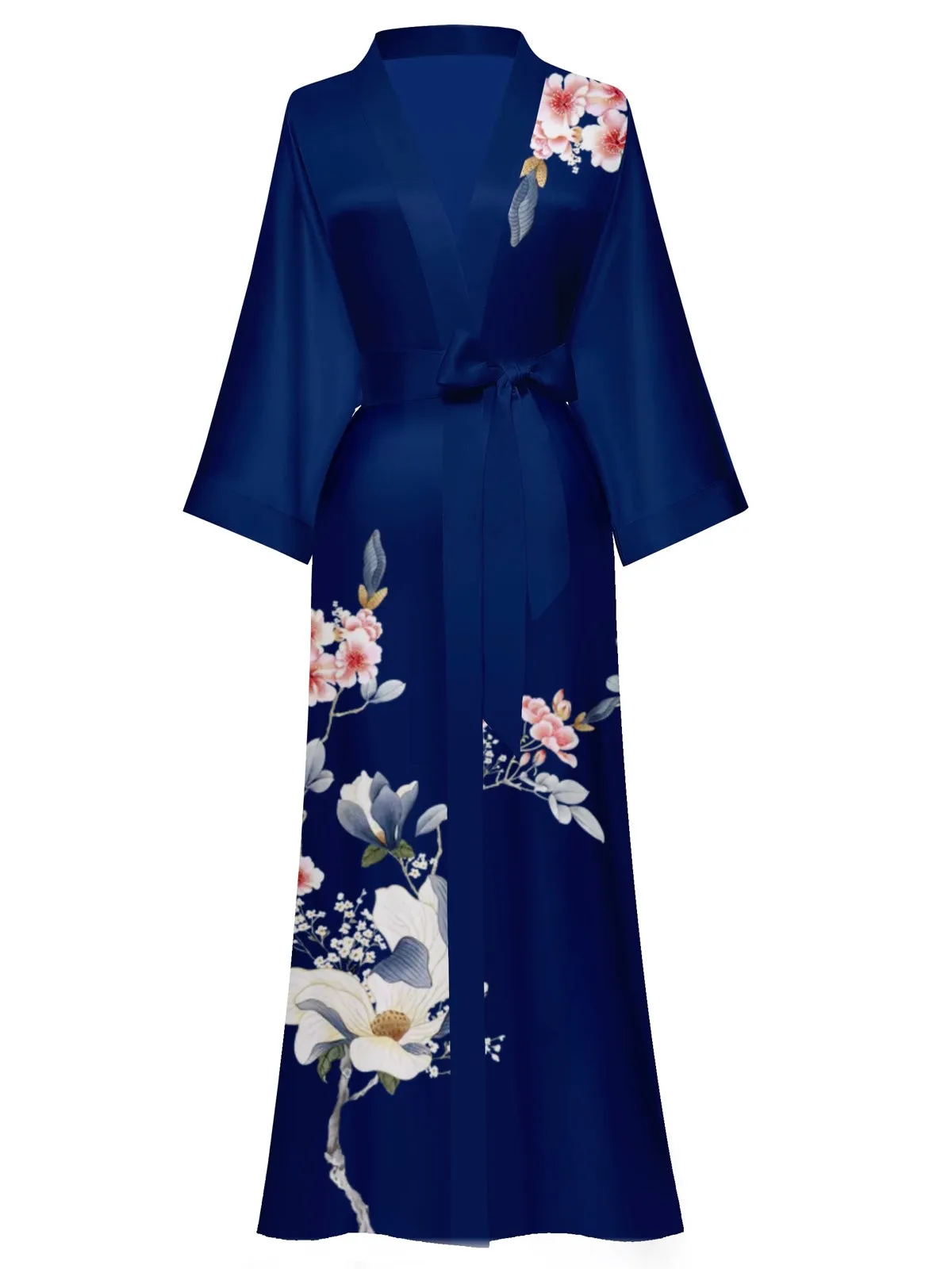 Women Silk Print Kimono Robes
