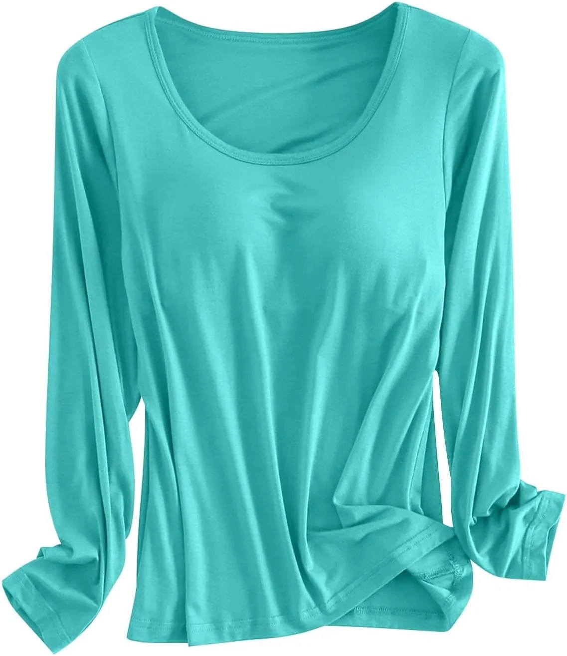 Women Soft Pajamas Comfy Loungewear Nightshirt with Built In Bra Long Sleeve Sleep T Shirt Tops Sexy ounge Pajama