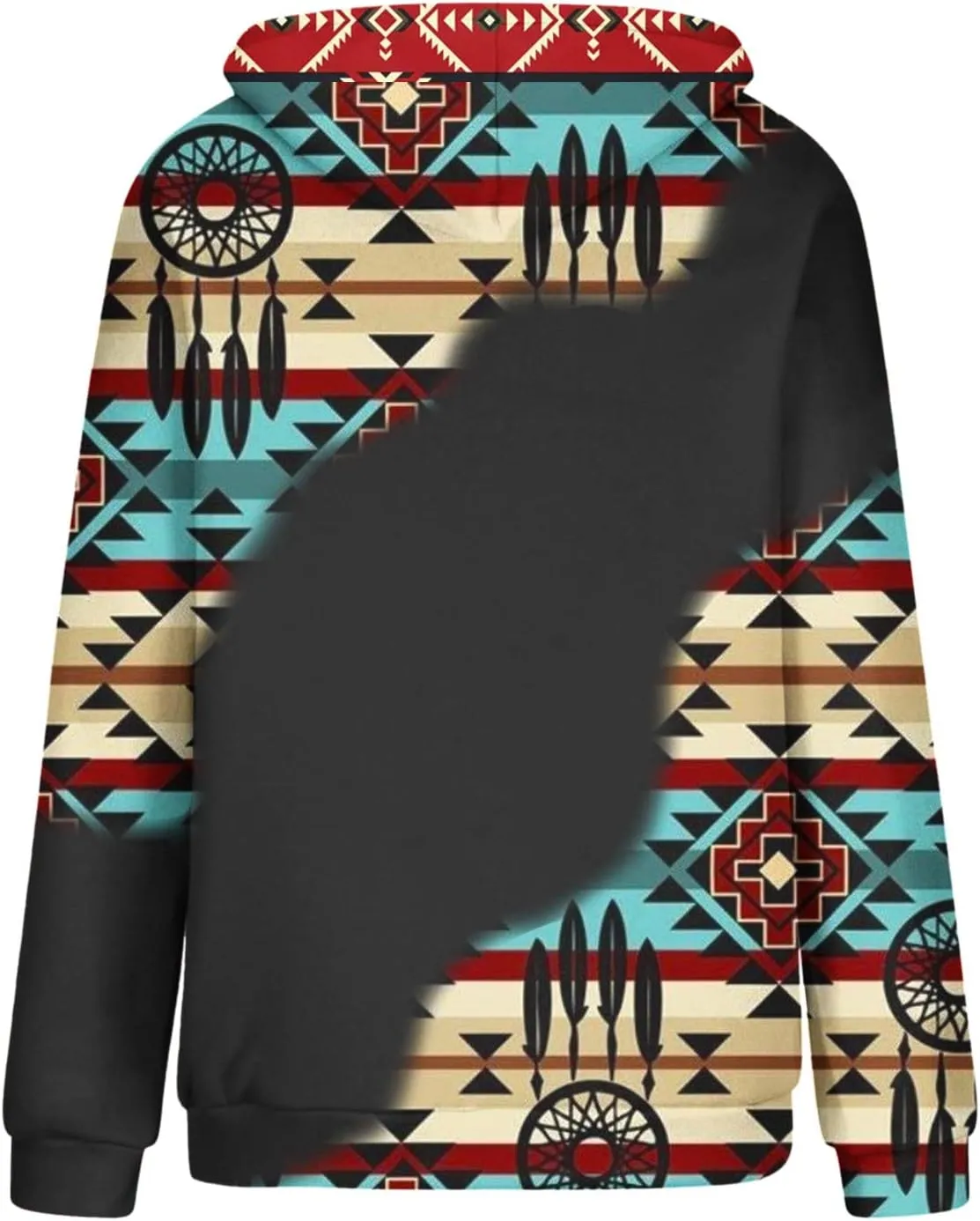 Women Western Aztec Hoodies Long Sleeve Pullover Sweatshirts Graphic Vintage Shirts Tops Cowgirl Wear Clothes 2023