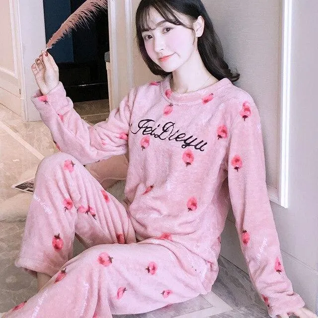 Women Winter Pajamas Set