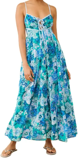 Women Y2k Tie Up Front Striped Maxi Dress Boho Floral Spaghetti Strap Backless Going Out Boho Long Dress