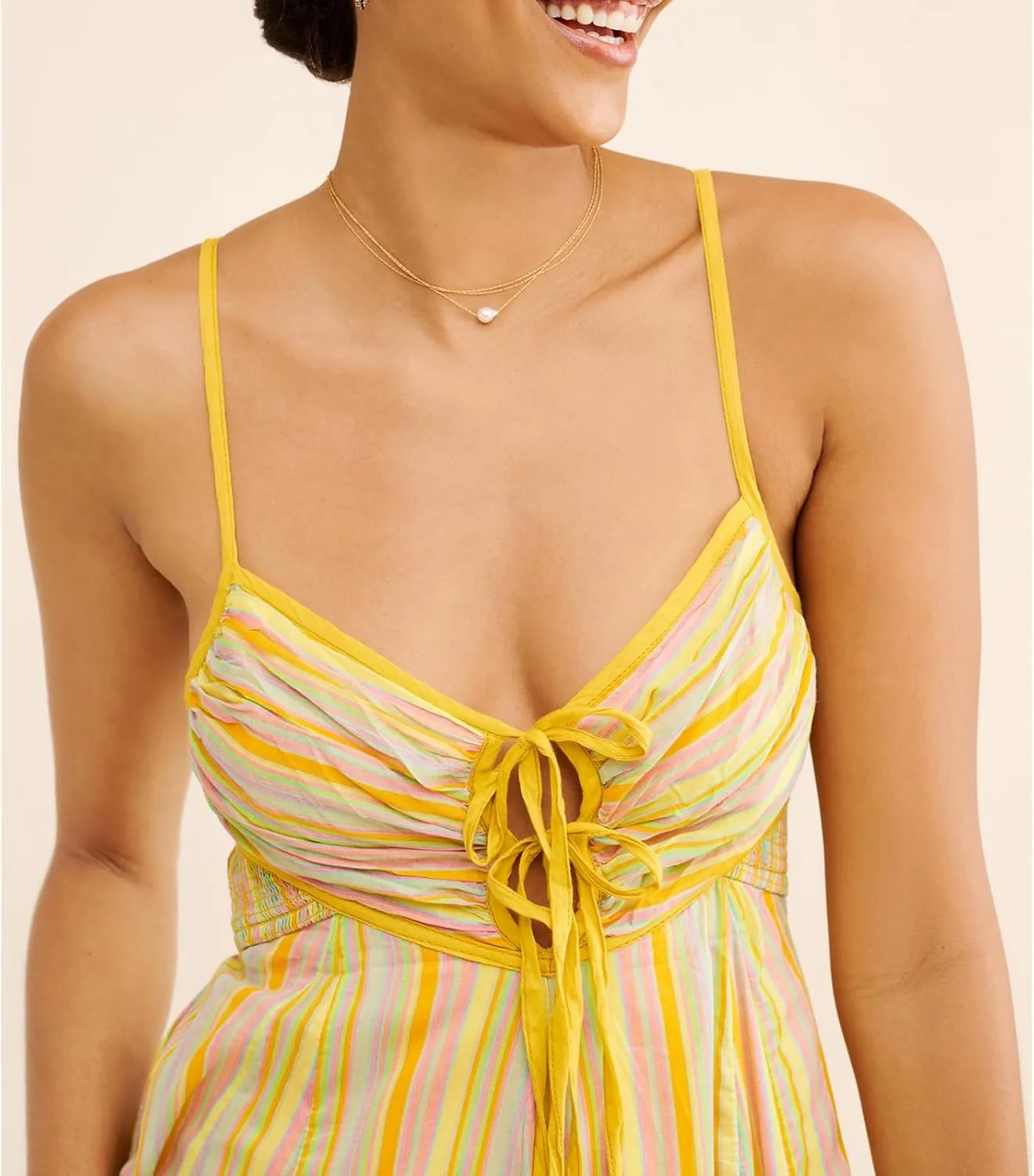 Women Y2k Tie Up Front Striped Maxi Dress Boho Floral Spaghetti Strap Backless Going Out Boho Long Dress