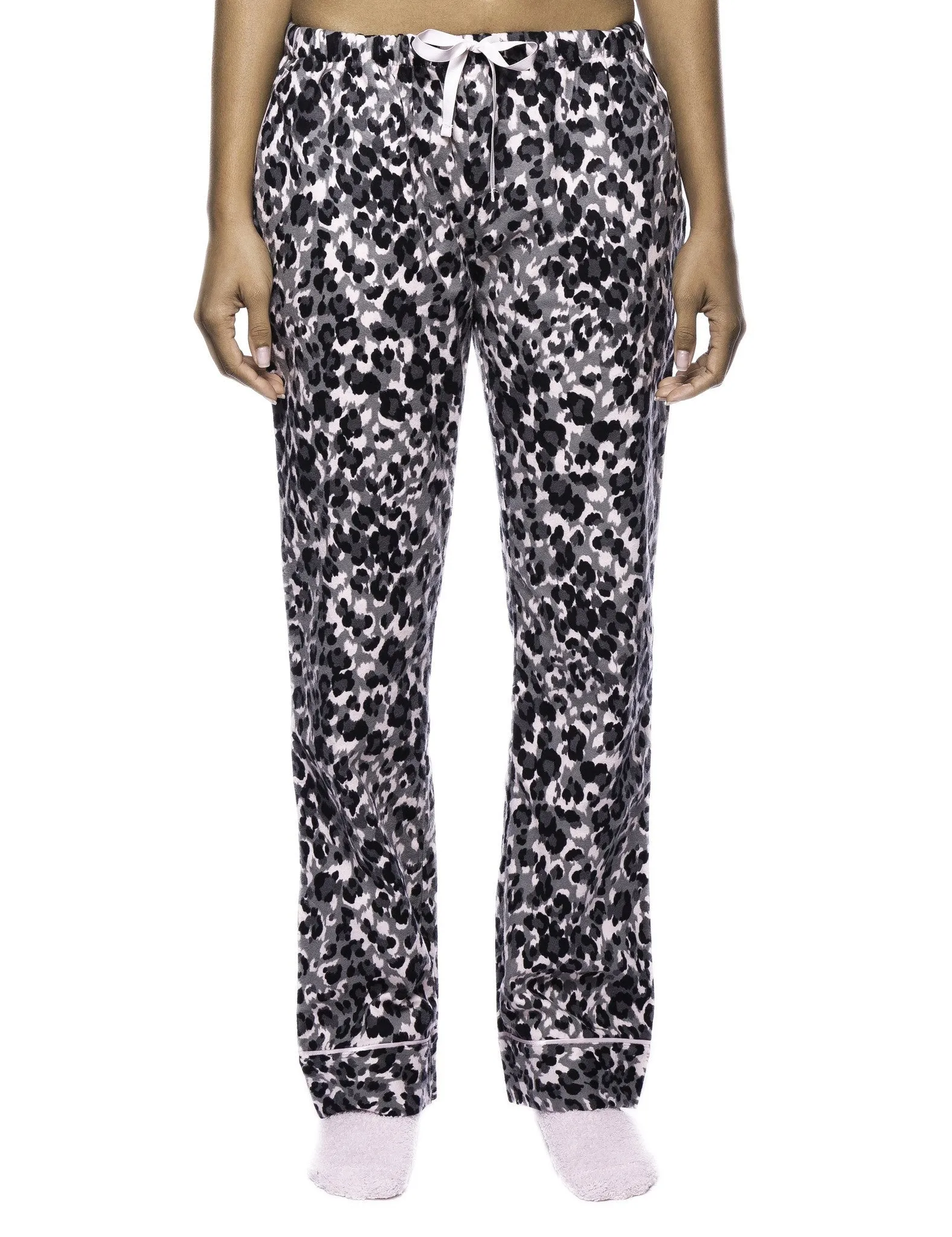 Women's 2 Pack Cotton Flannel Lounge Pants with Free Socks