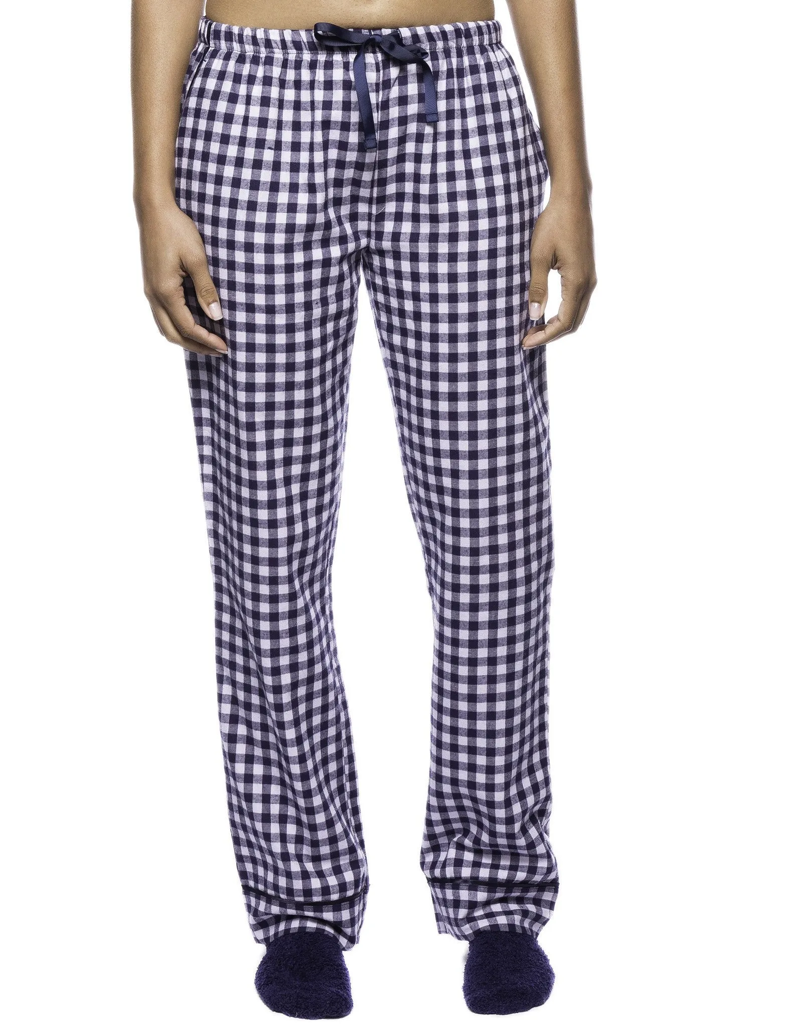 Women's 2 Pack Cotton Flannel Lounge Pants with Free Socks