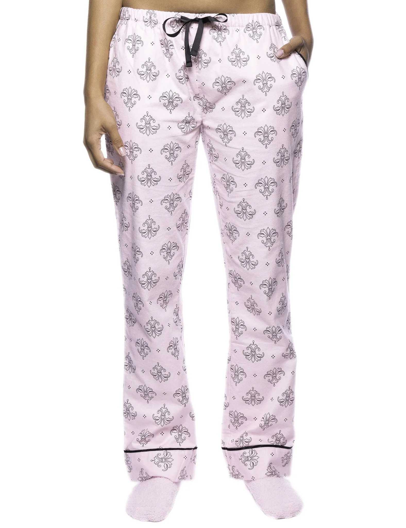 Women's 2 Pack Cotton Flannel Lounge Pants with Free Socks