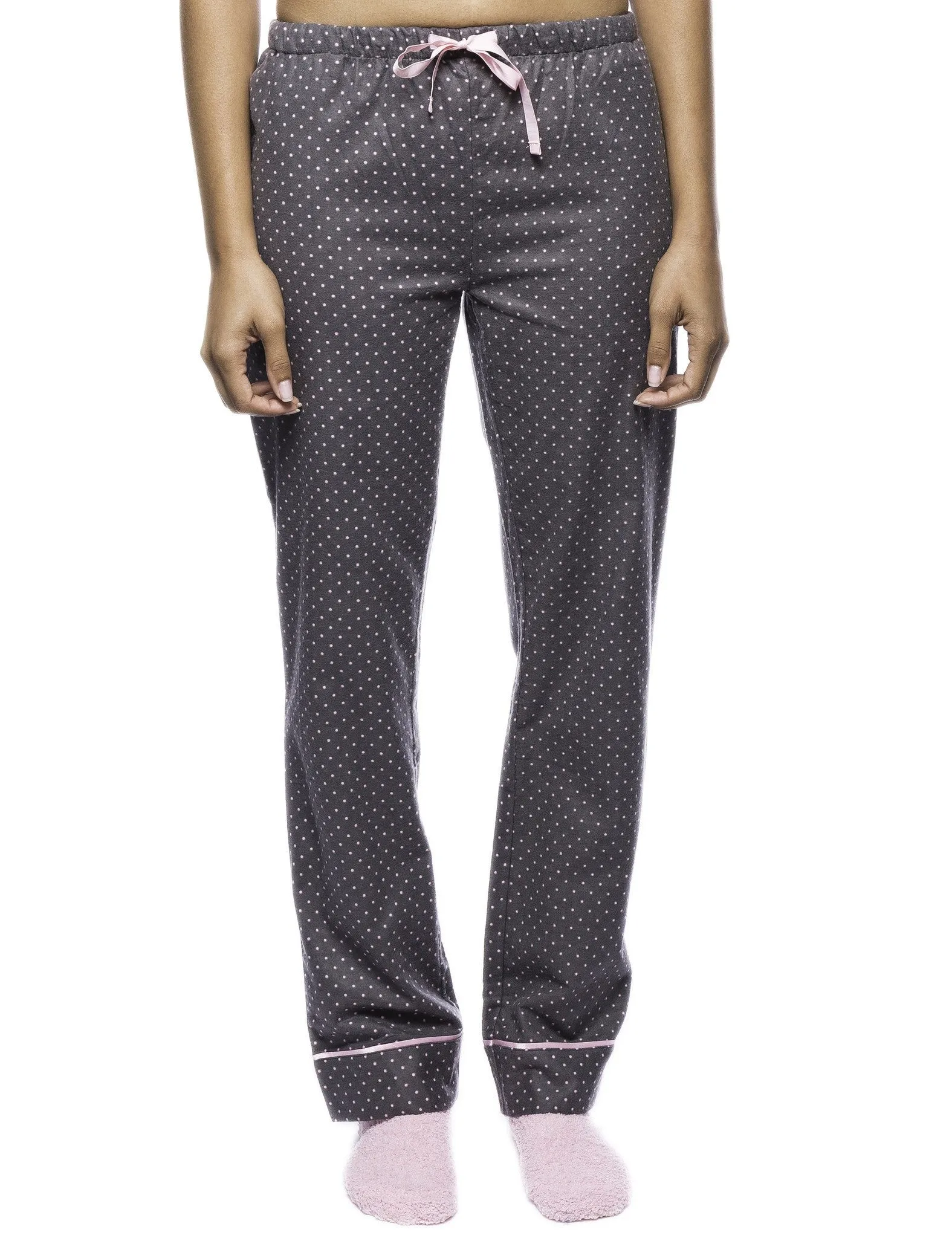 Women's 2 Pack Cotton Flannel Lounge Pants with Free Socks