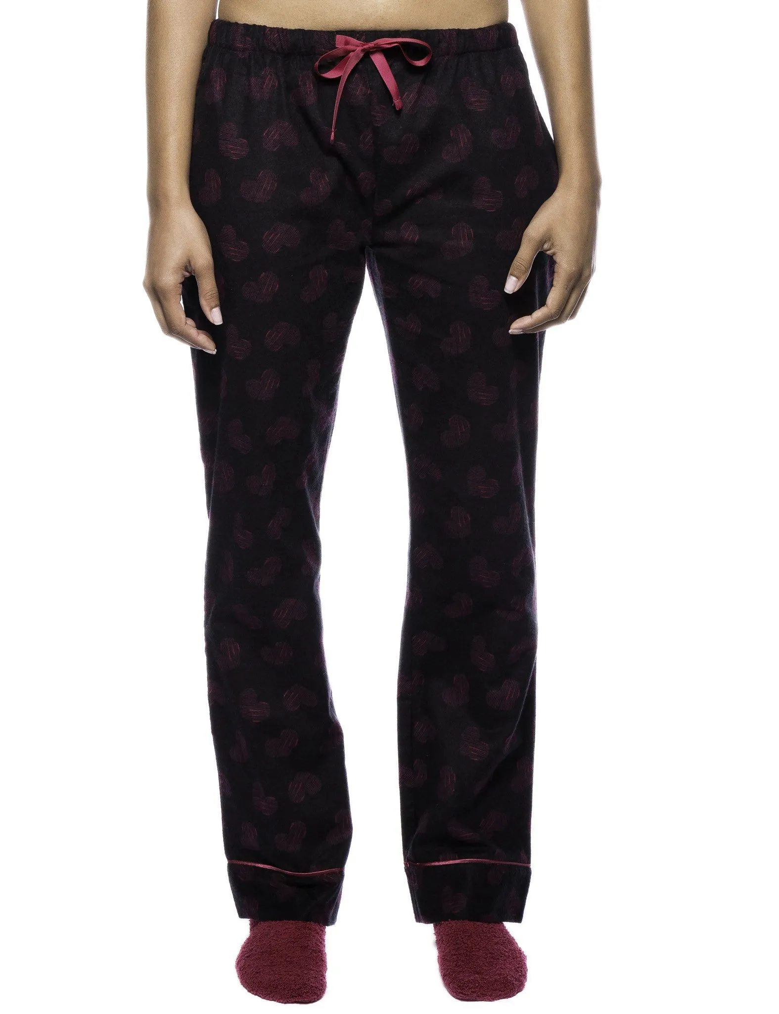 Women's 2 Pack Cotton Flannel Lounge Pants with Free Socks