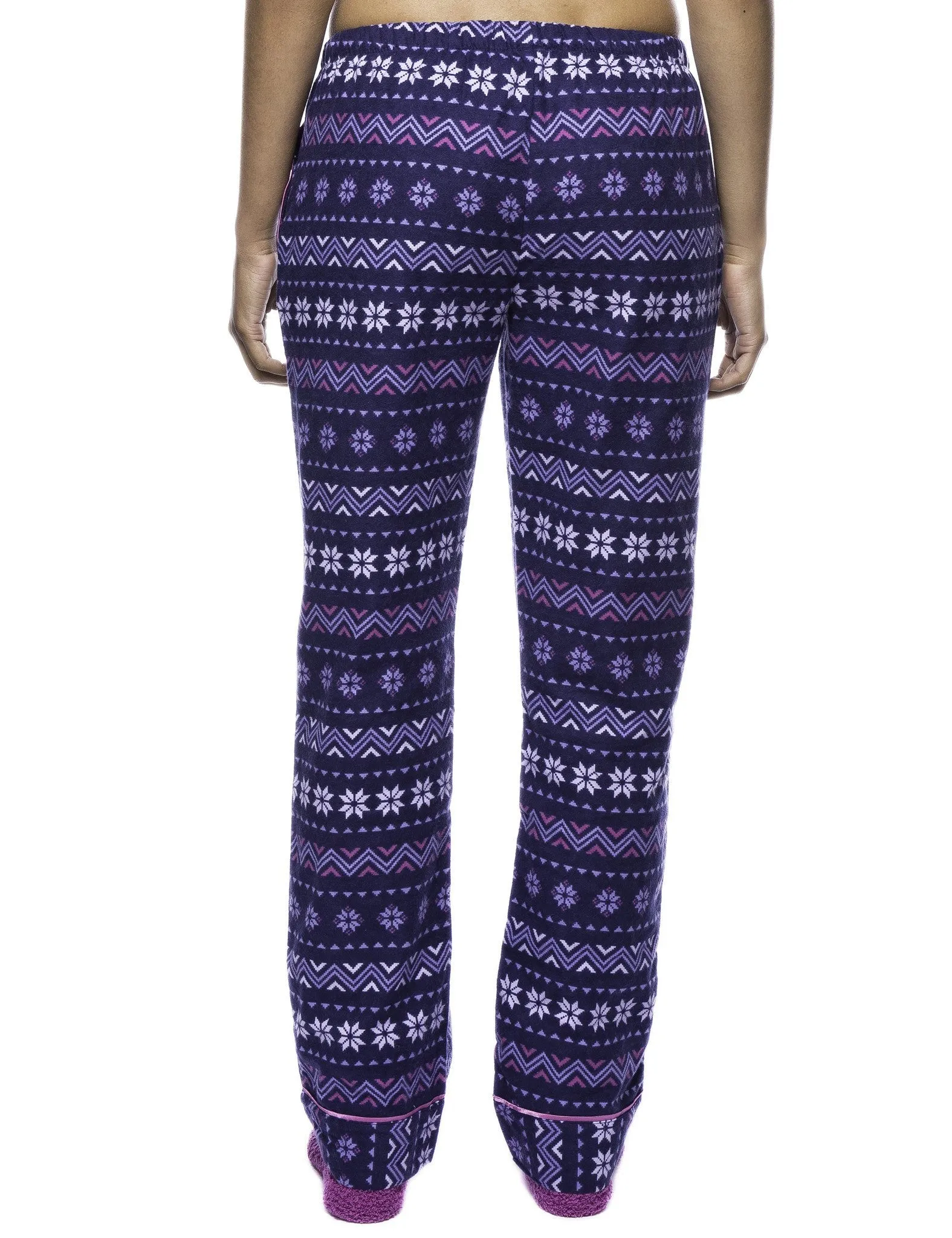 Women's 2 Pack Cotton Flannel Lounge Pants with Free Socks