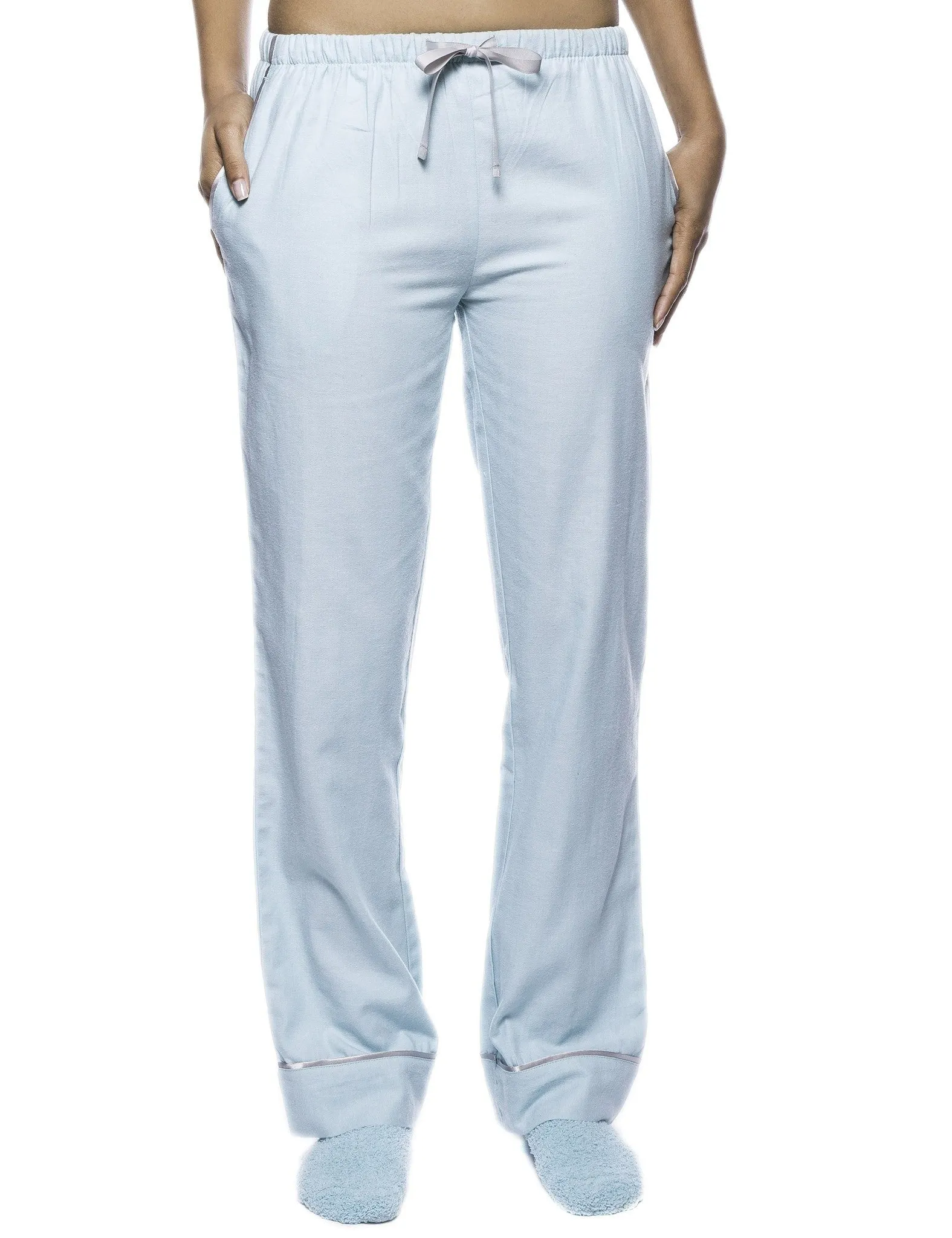 Women's 2 Pack Cotton Flannel Lounge Pants with Free Socks