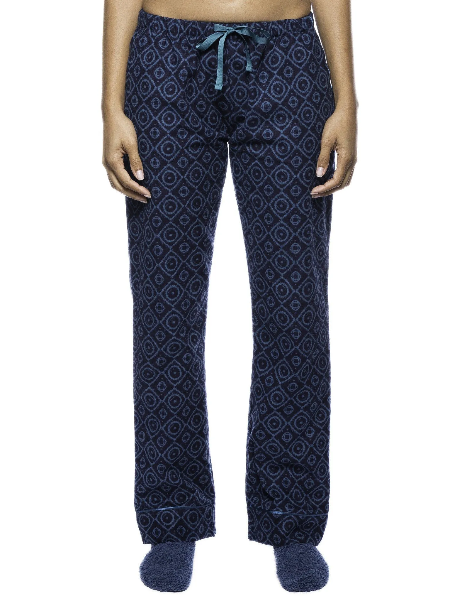 Women's 2 Pack Cotton Flannel Lounge Pants with Free Socks