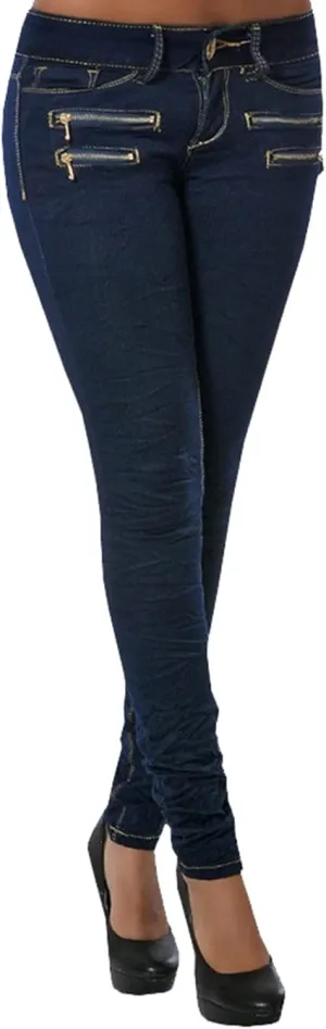 Women's Biker Skinny Stretch Denim Pants Jeans Comfort Stretch Trousers