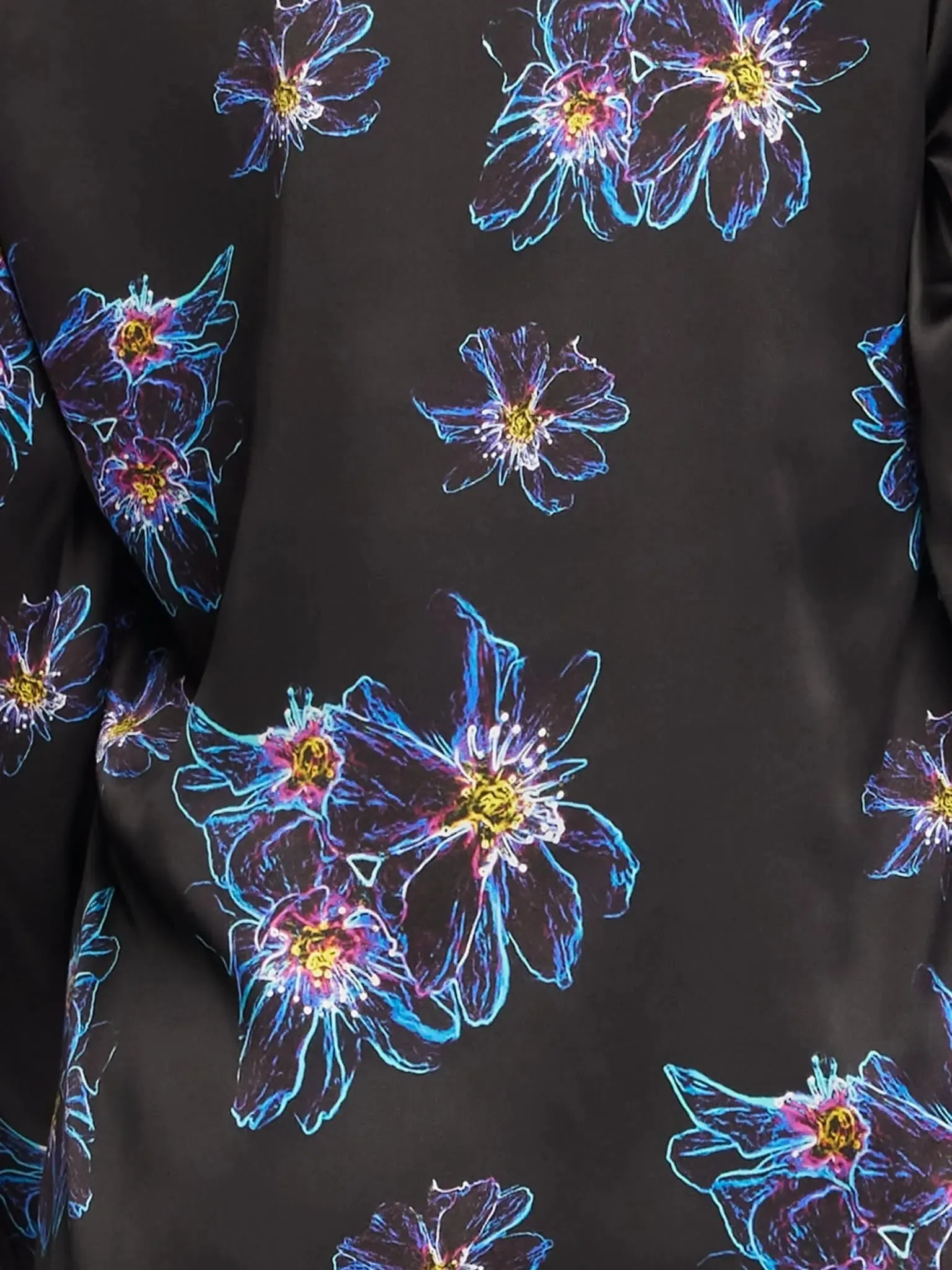 Women's Blue Jellyfish Floral Silk Pajama Set With Stripe