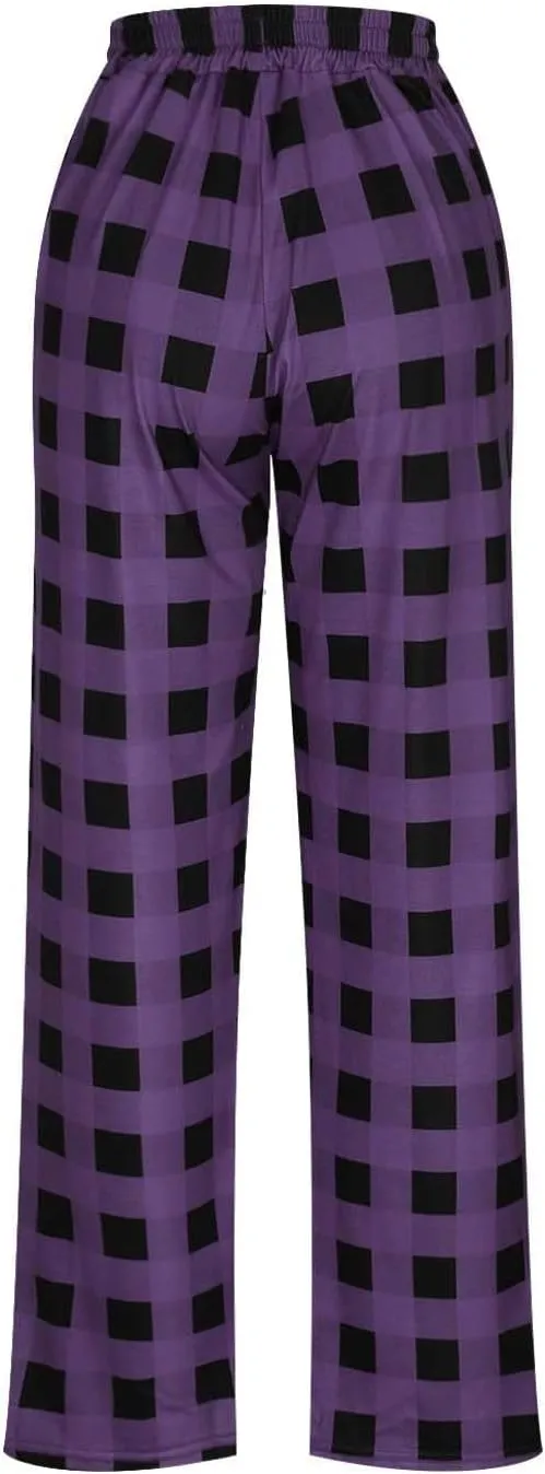 Women's Buffalo Plaid Pajama Pants Elastic Waistband Pajamas Pants Comfy Plus Size Fleece Lined Leggings Women 2024
