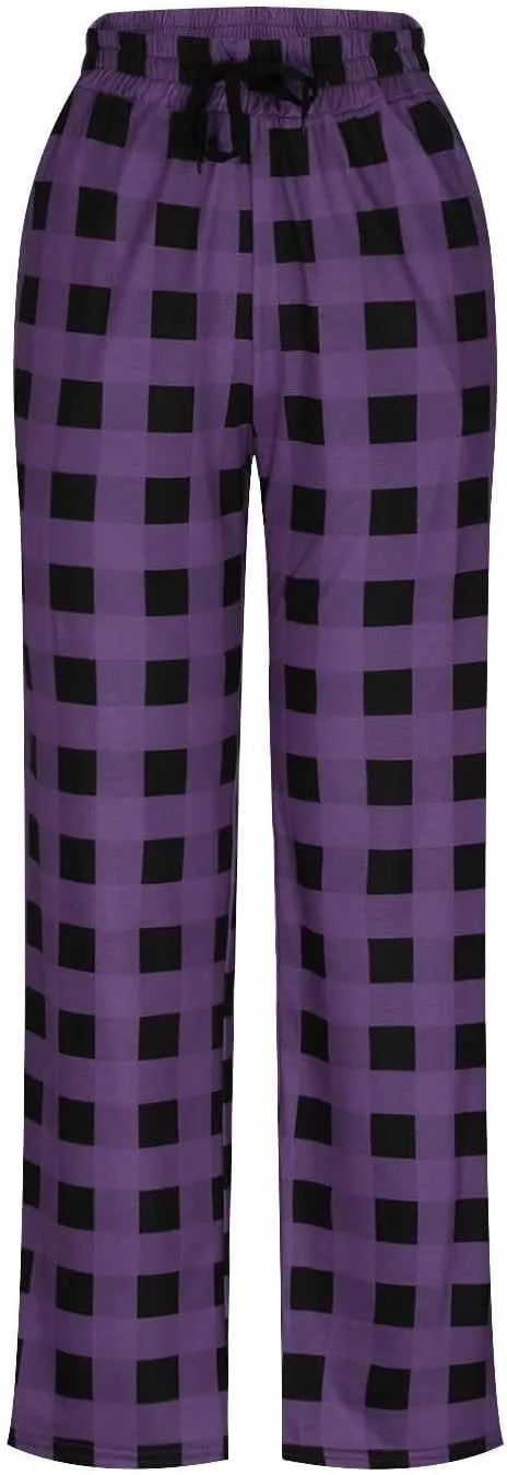 Women's Buffalo Plaid Pajama Pants Elastic Waistband Pajamas Pants Comfy Plus Size Fleece Lined Leggings Women 2024