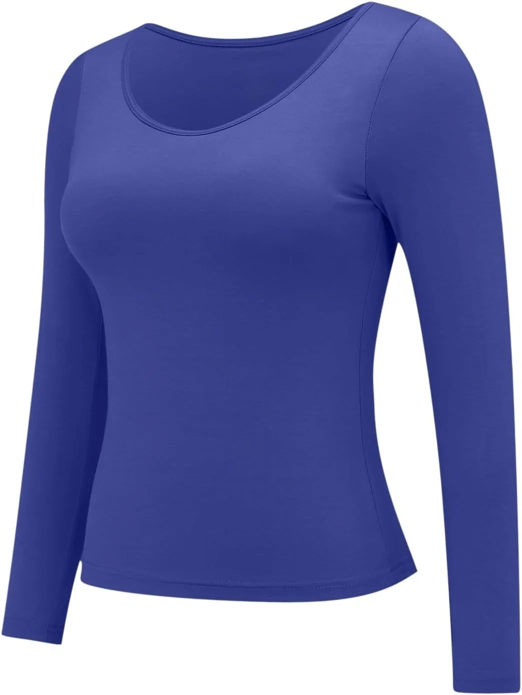 Womens Built-in Bra T-Shirt Padded Solid Color Long Sleeve Built in Bra Underwear Shirt Modal Sports Bra Workout Tops