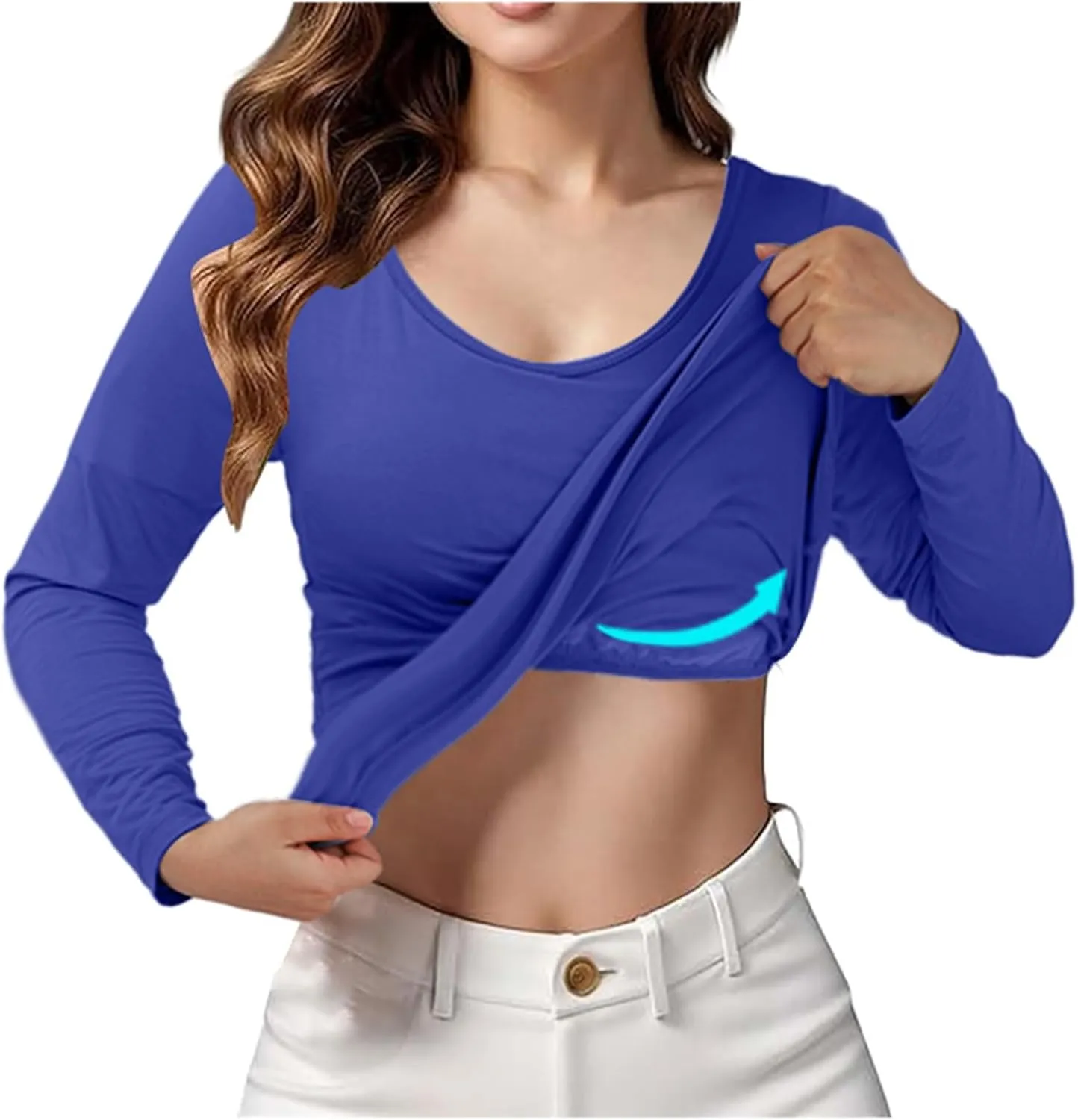 Womens Built-in Bra T-Shirt Padded Solid Color Long Sleeve Built in Bra Underwear Shirt Modal Sports Bra Workout Tops