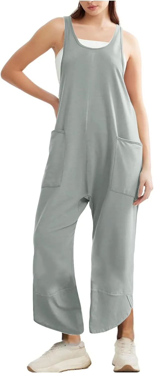 Womens Casual Summer Jumpsuit Wide Leg Pant Jumpsuit Loose Fit Jumpsuits Sleeveless Jumpsuit Tall One Piece Outfits