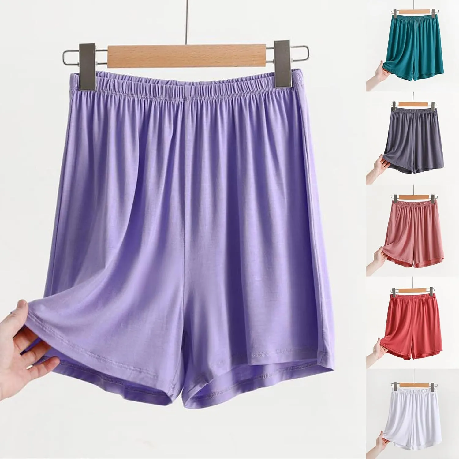 Women's Casual Summer Soft Modal Pajama Shorts Elastic Waist Pj Bottoms Loose Comfy Thin Boxer Sleepwear Lounge Shorts