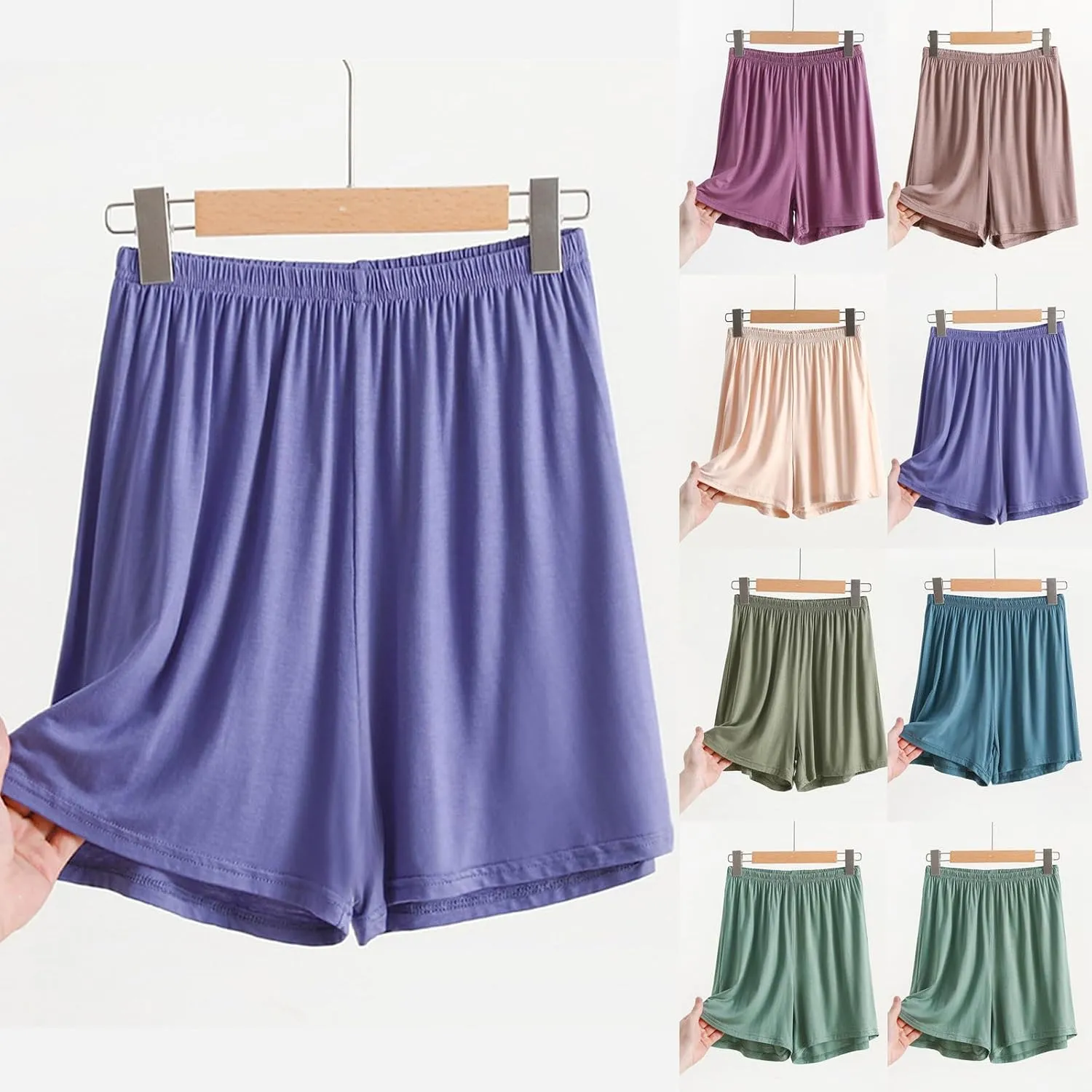 Women's Casual Summer Soft Modal Pajama Shorts Elastic Waist Pj Bottoms Loose Comfy Thin Boxer Sleepwear Lounge Shorts