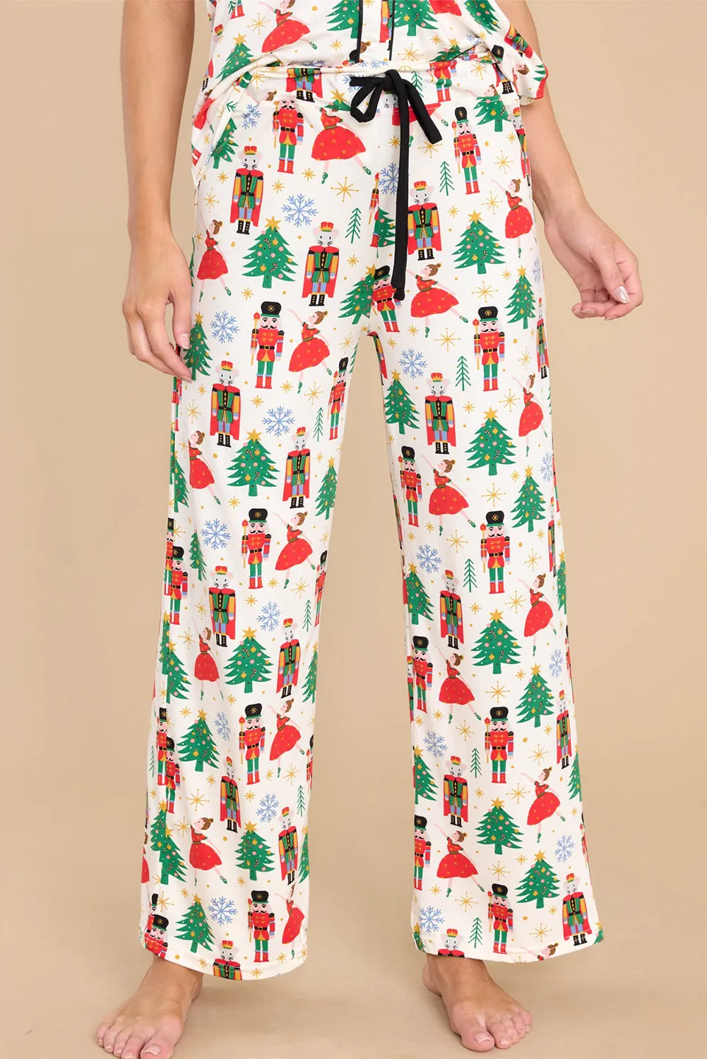 Women's Christmas Pattern Buttoned Two Piece Long Sleeve Sleepwear Pajamas