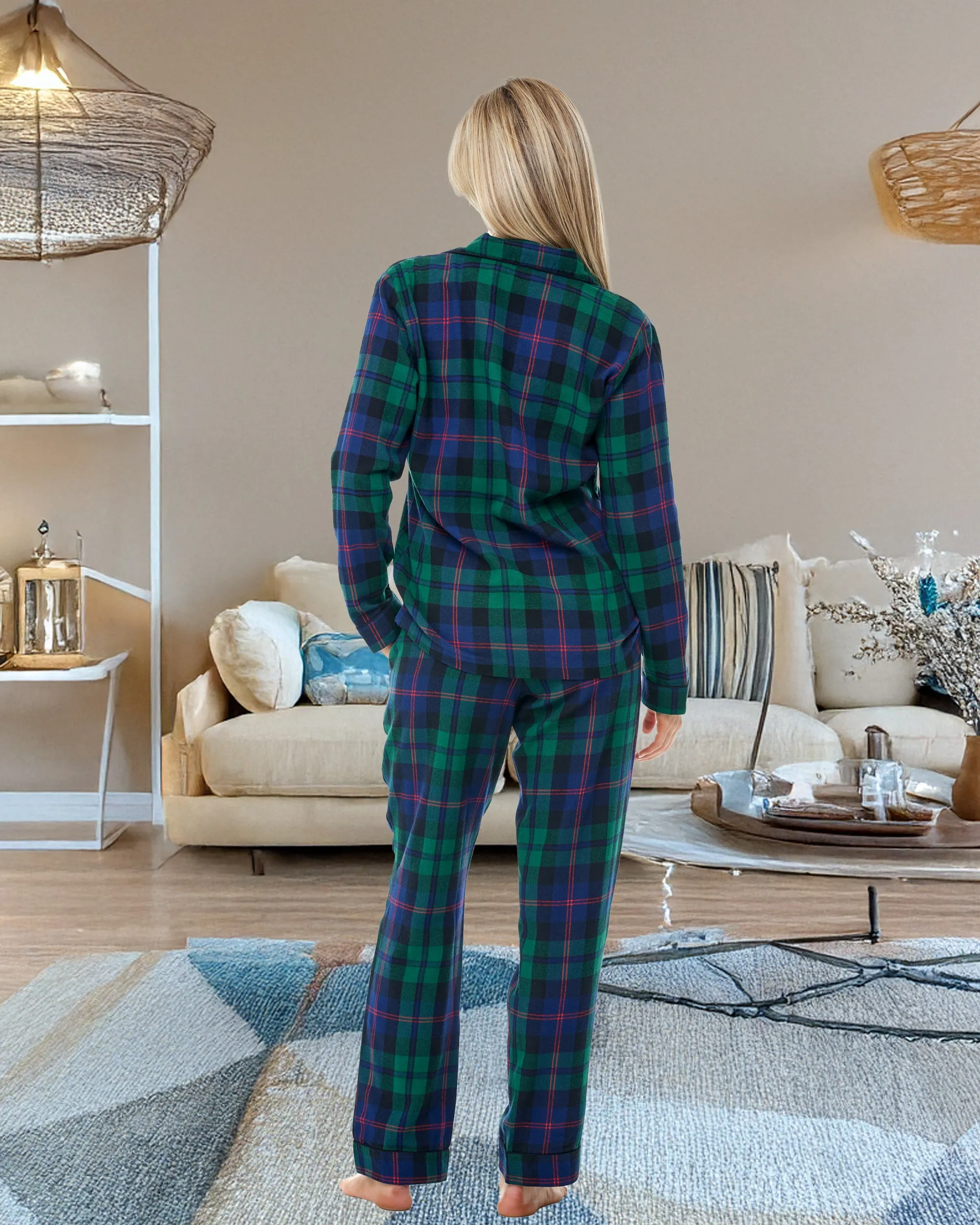 Women's Classic Cotton Flannel Pajamas with Pockets