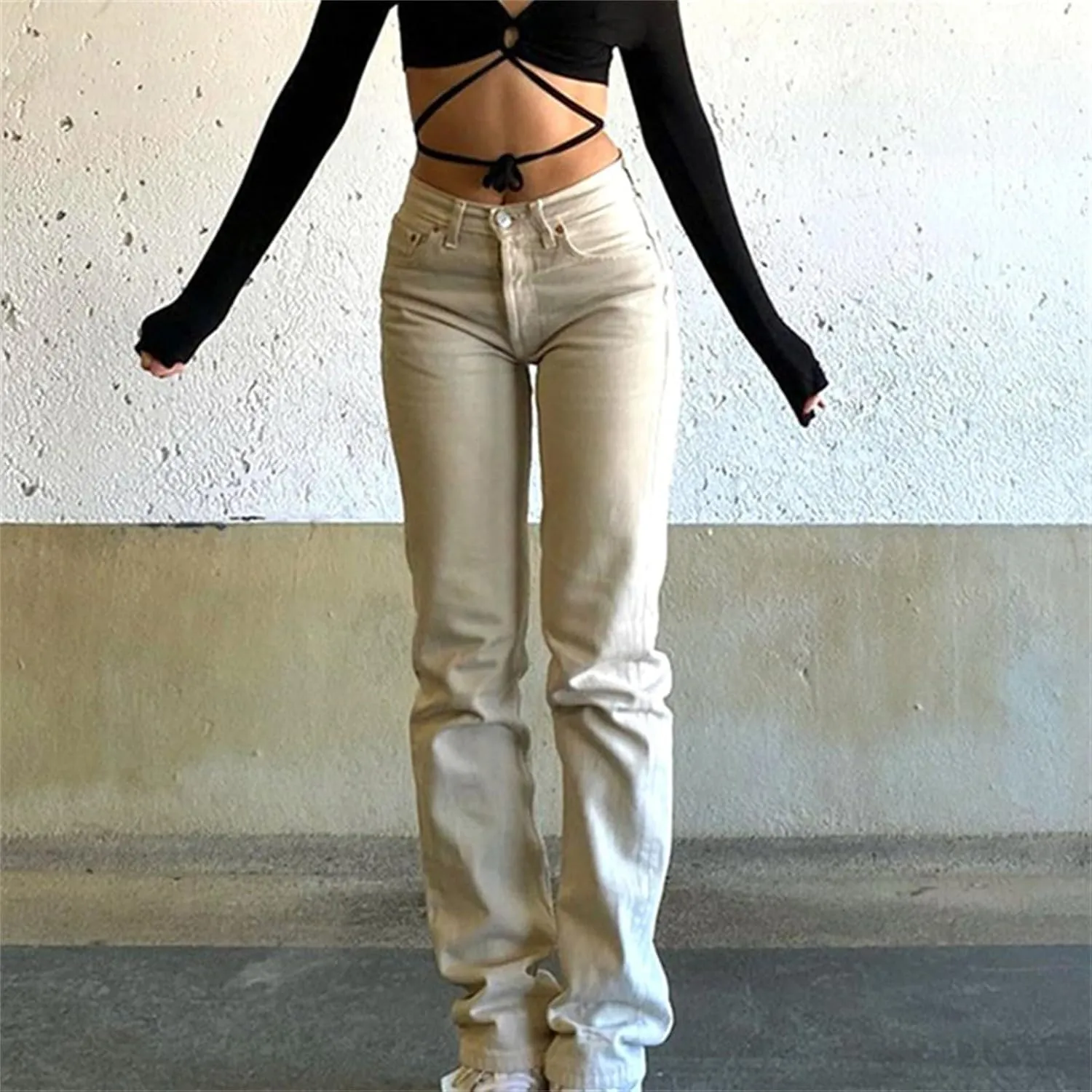 Women's Classic Fashion Comfortable High Waisted Stretch Wash Jeans Women Stretch Pants