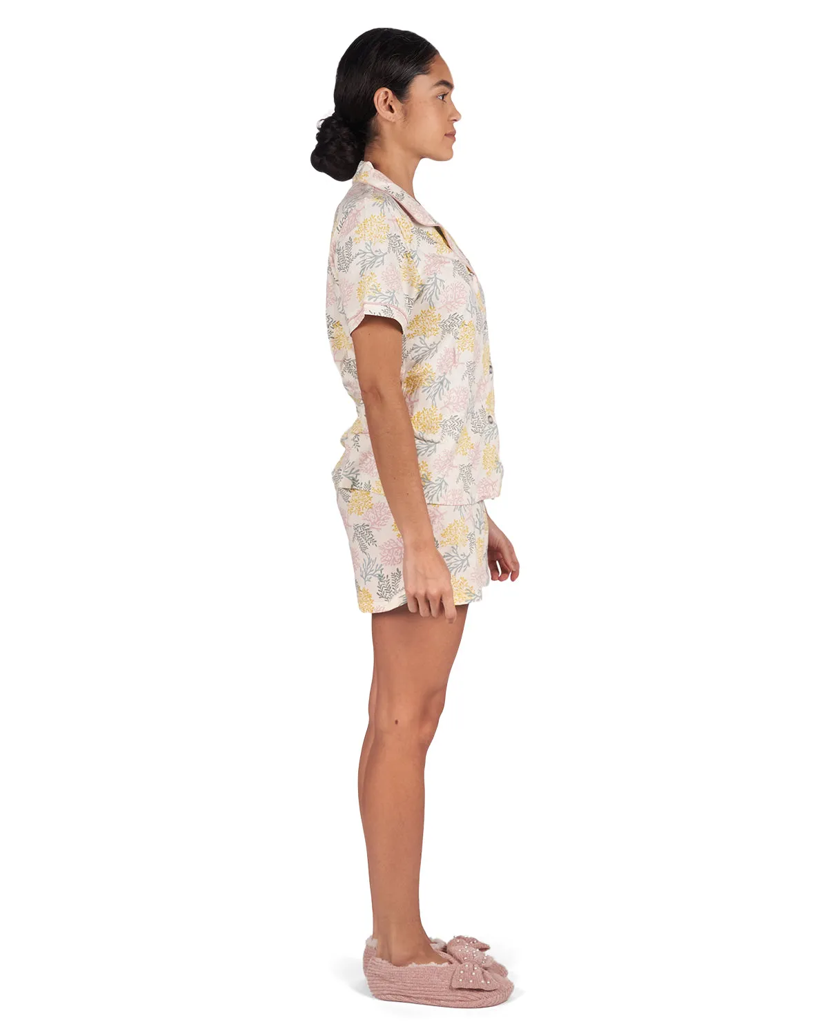 Women's Coral Reef Notch Collar Cotton Blend Pajama Set