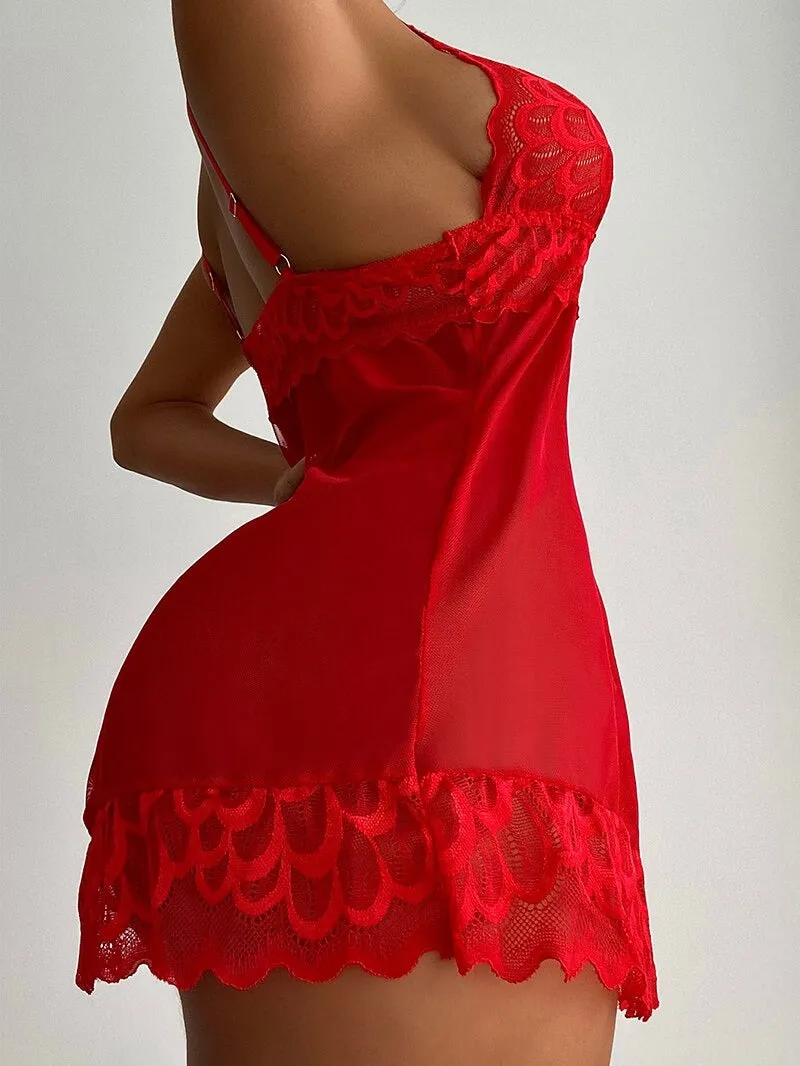 Women's Deep-V Nightgown | Mini Night Dress