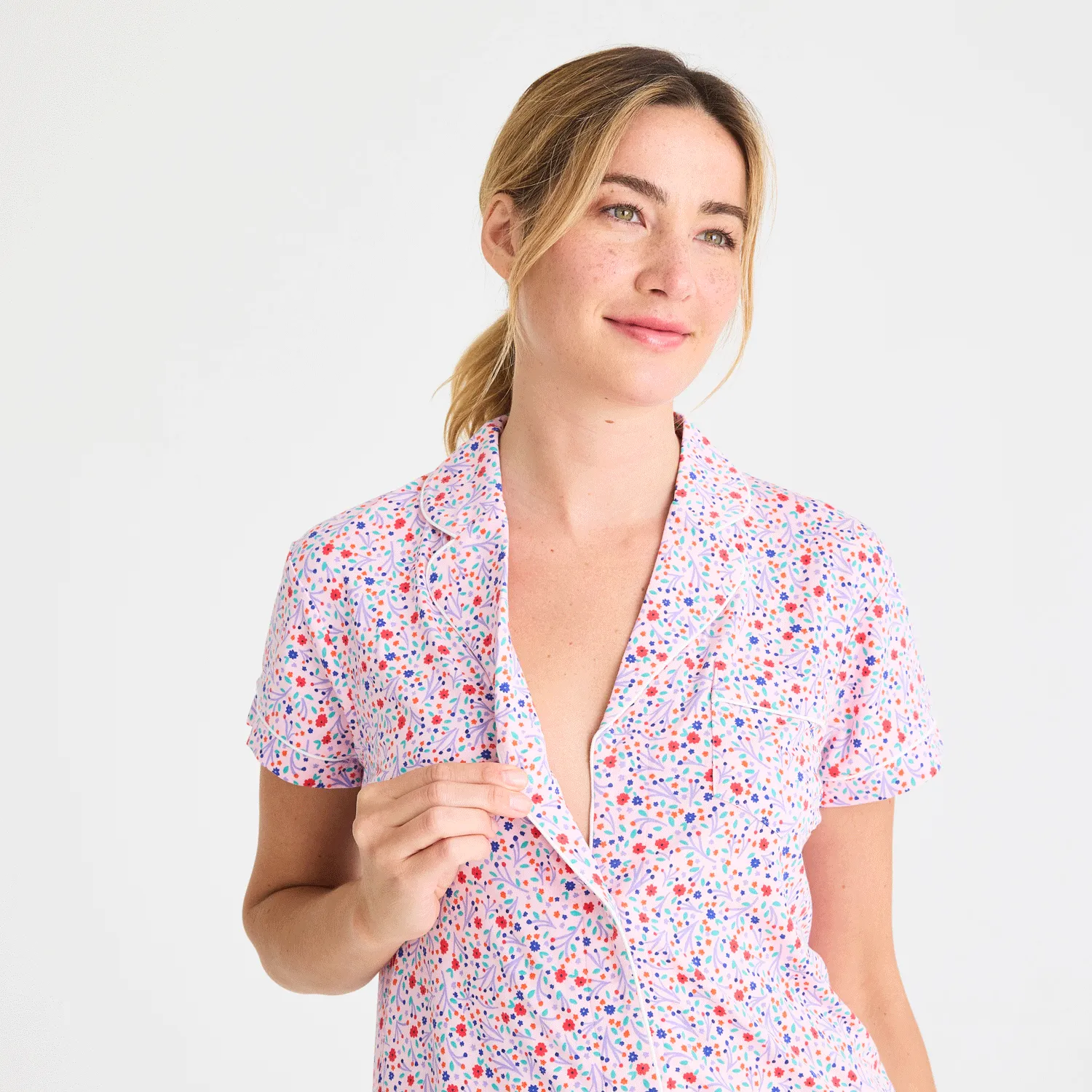 women's elizabeth forever modal magnetic classic with a twist short sleeve pajama set