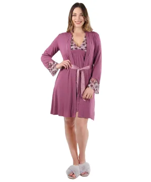 Women's Enchanted Romance Floral Accent Embroidered Robe