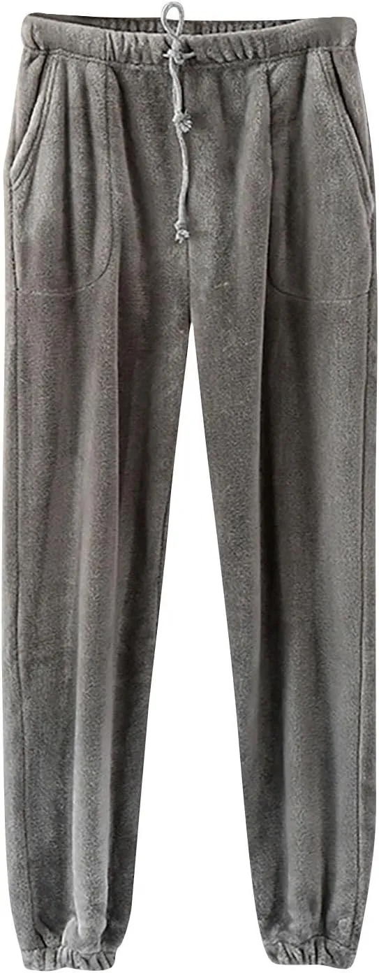 Women's Fleece Pajama Pants Causal Comfy Warm Pajama Lounge Long Pants Sleepwear Flannel Home Pants with Pockets