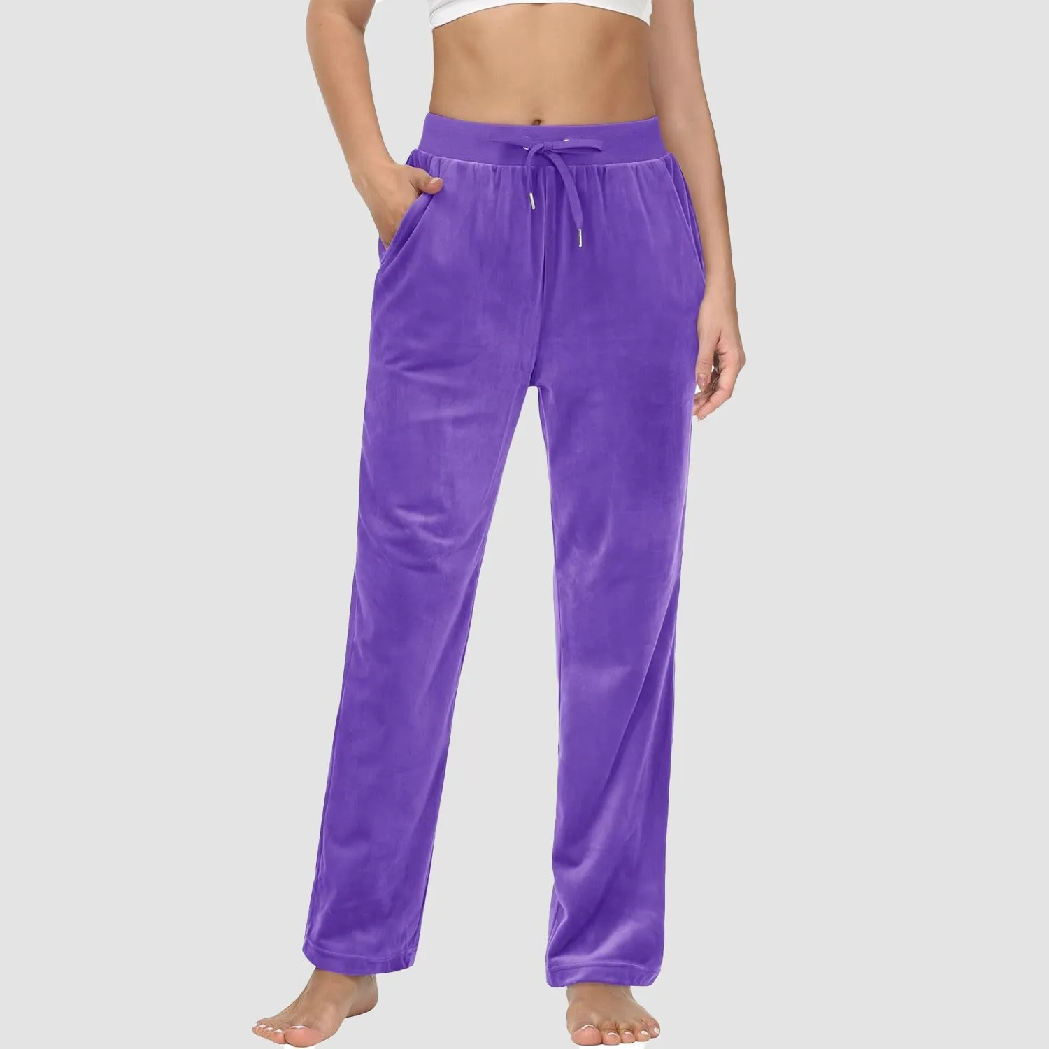 Women's Fleece Pants Track Athletic Running Yoga Velour Pants Jogger Comfy Pajama Lounge Sweatpants