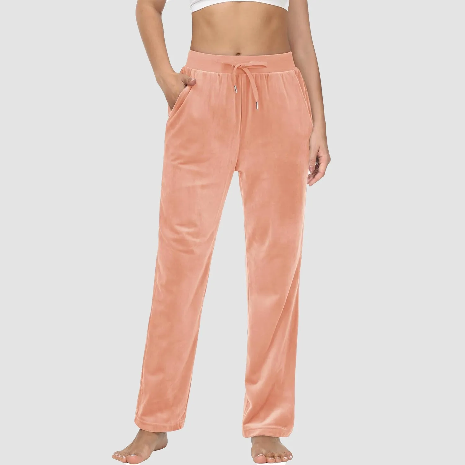 Women's Fleece Pants Track Athletic Running Yoga Velour Pants Jogger Comfy Pajama Lounge Sweatpants