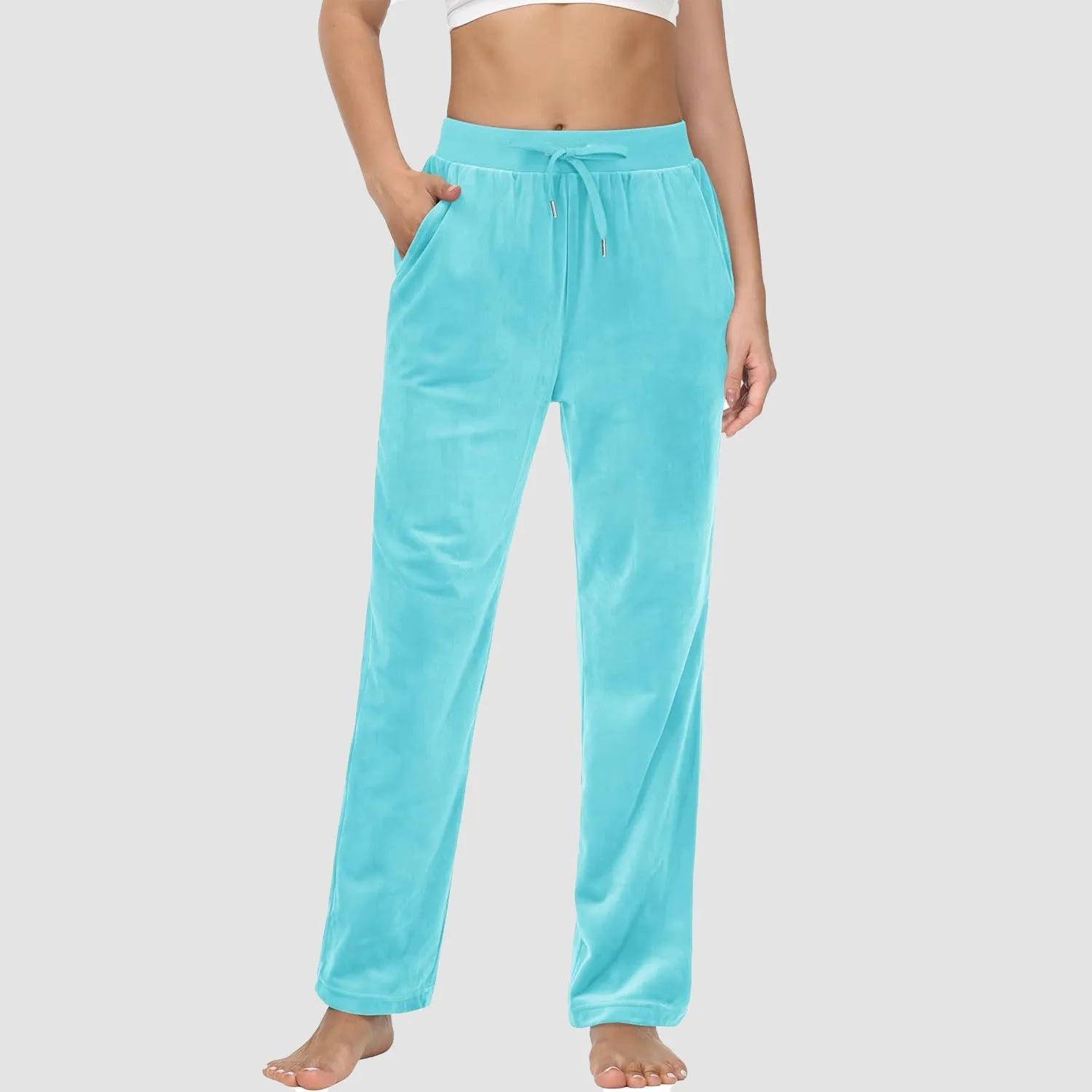Women's Fleece Pants Track Athletic Running Yoga Velour Pants Jogger Comfy Pajama Lounge Sweatpants