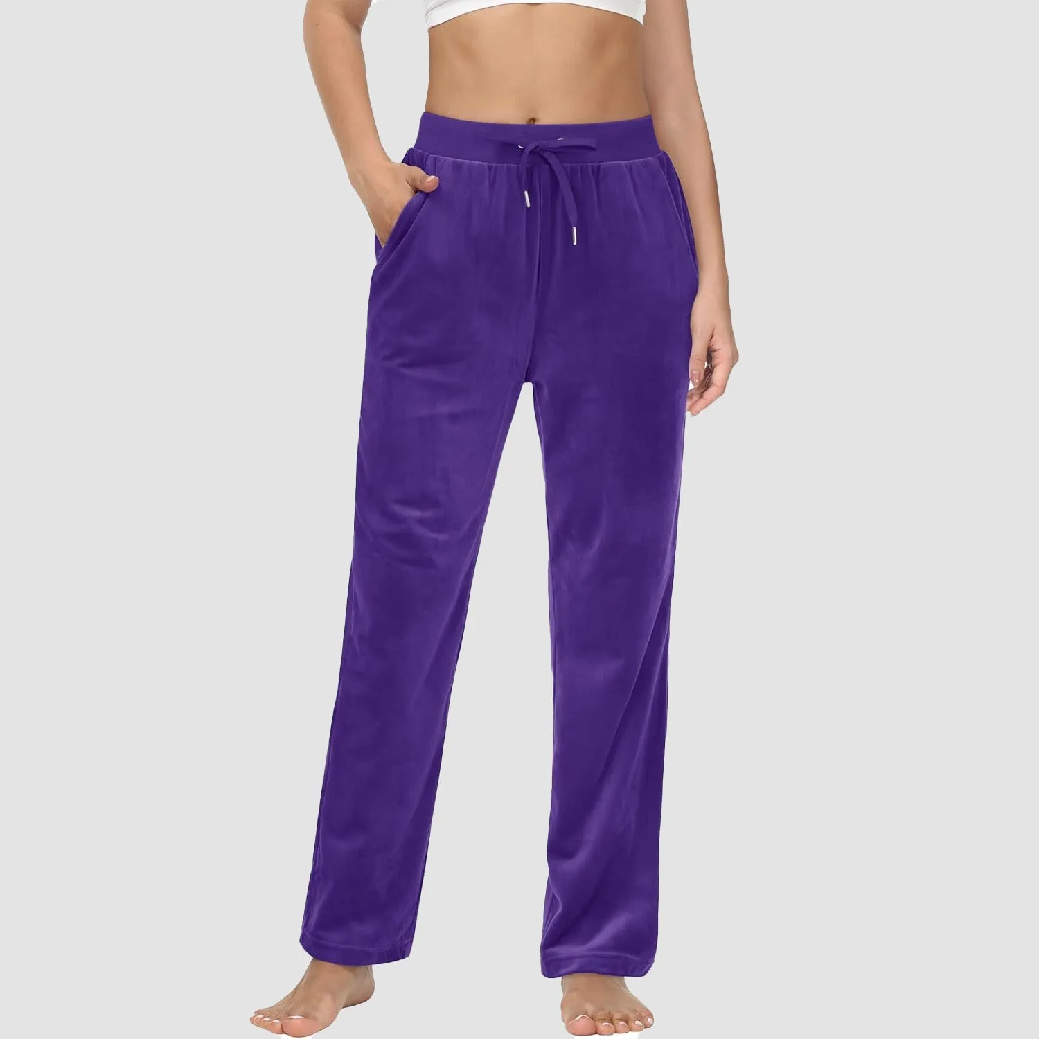 Women's Fleece Pants Track Athletic Running Yoga Velour Pants Jogger Comfy Pajama Lounge Sweatpants