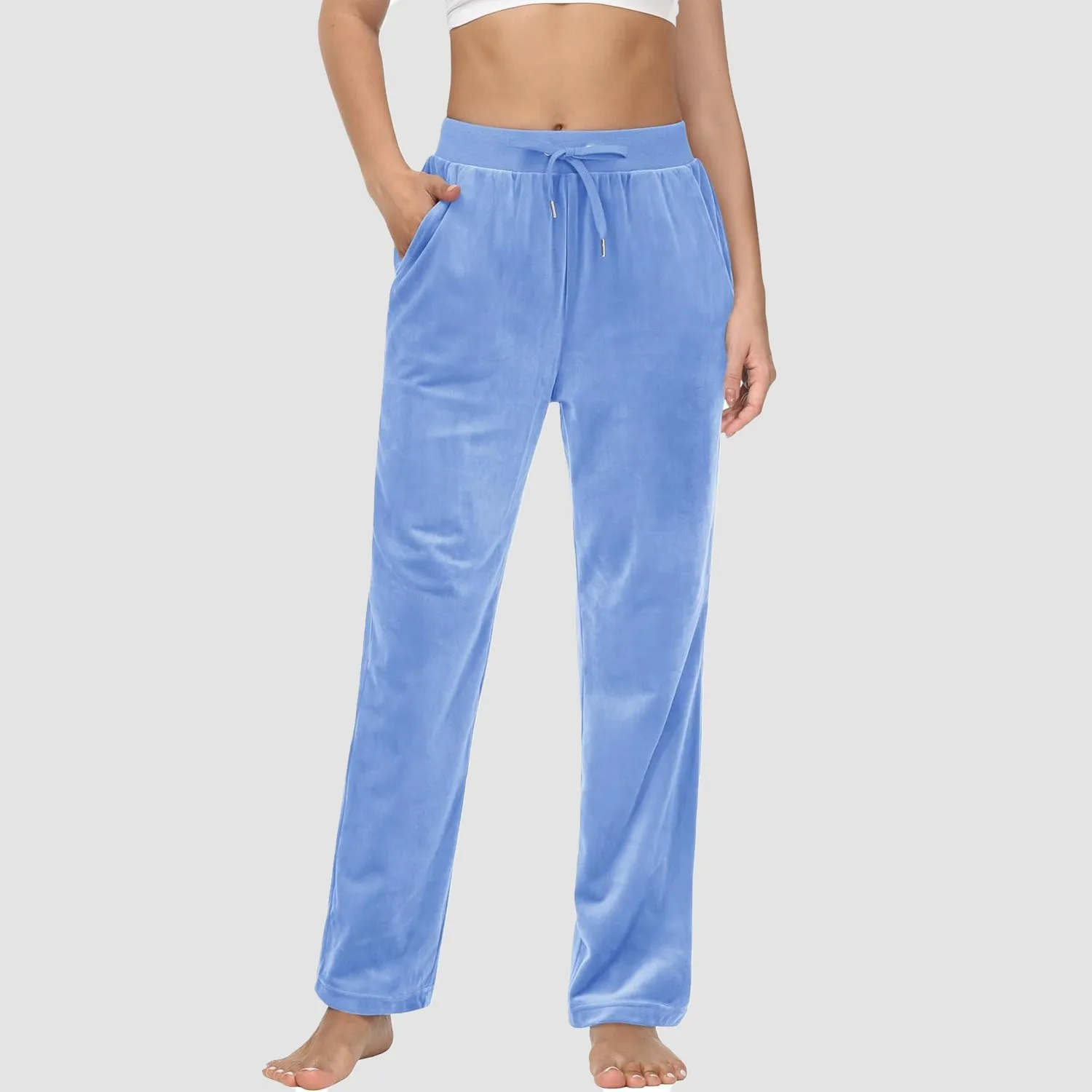 Women's Fleece Pants Track Athletic Running Yoga Velour Pants Jogger Comfy Pajama Lounge Sweatpants