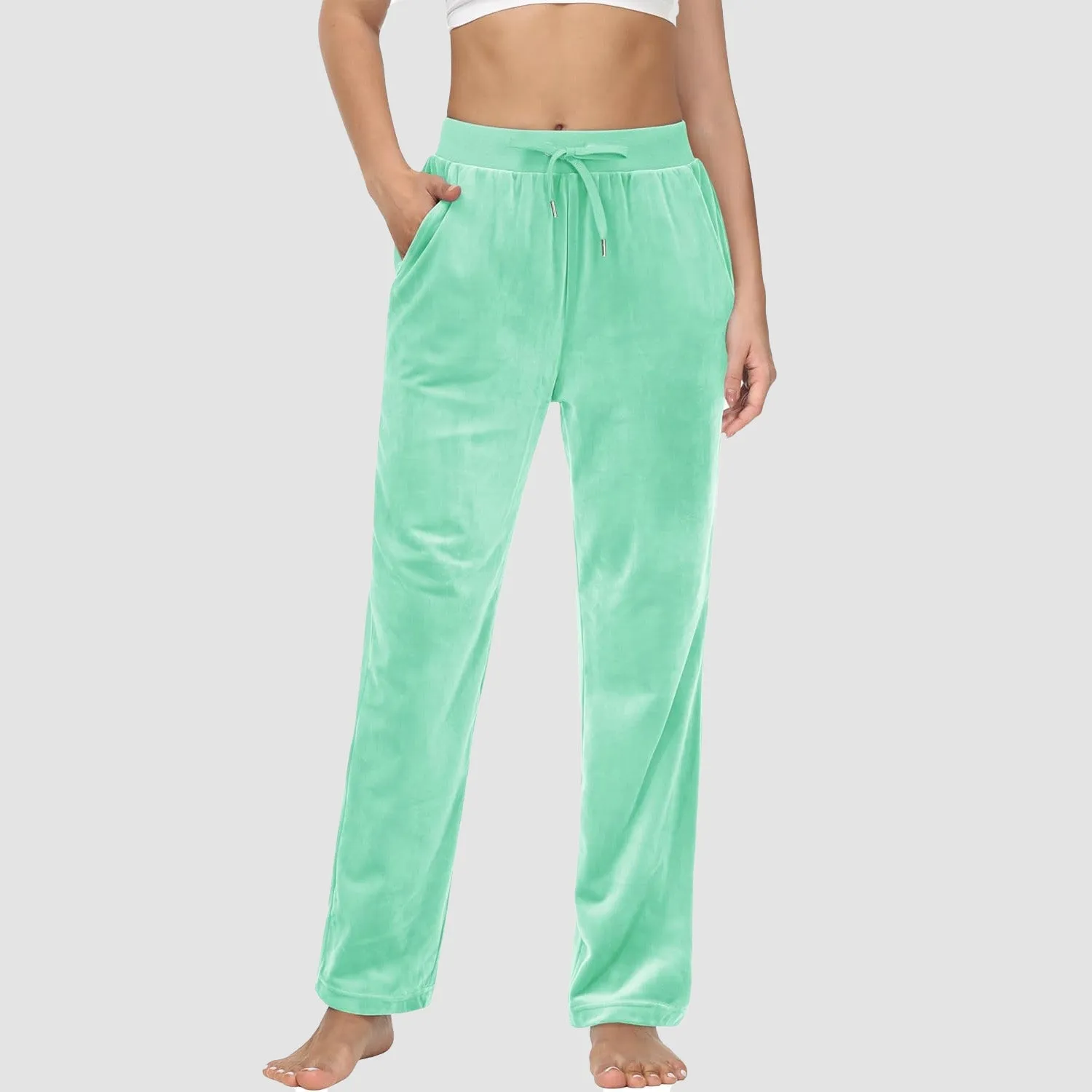 Women's Fleece Pants Track Athletic Running Yoga Velour Pants Jogger Comfy Pajama Lounge Sweatpants