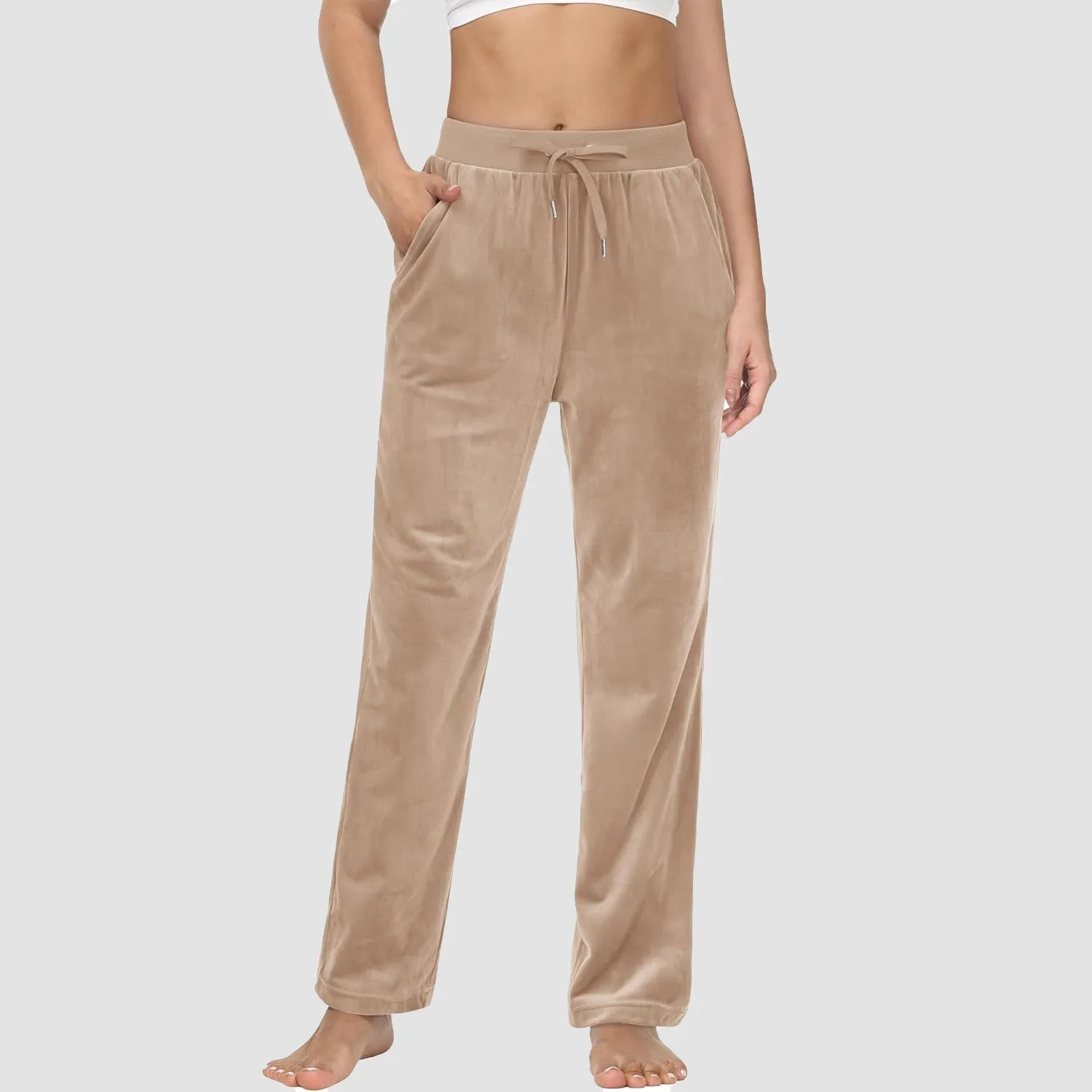 Women's Fleece Pants Track Athletic Running Yoga Velour Pants Jogger Comfy Pajama Lounge Sweatpants