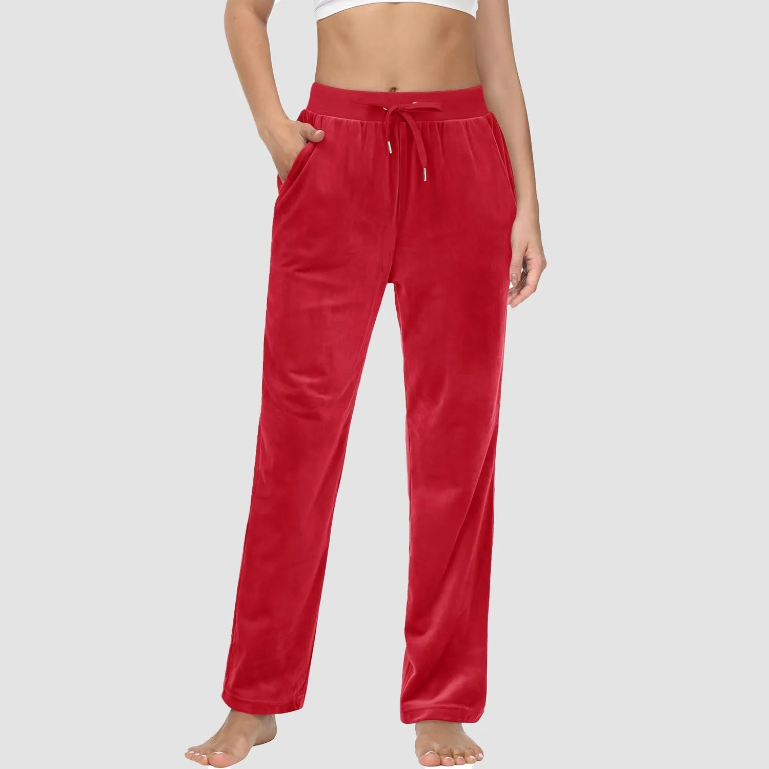Women's Fleece Pants Track Athletic Running Yoga Velour Pants Jogger Comfy Pajama Lounge Sweatpants