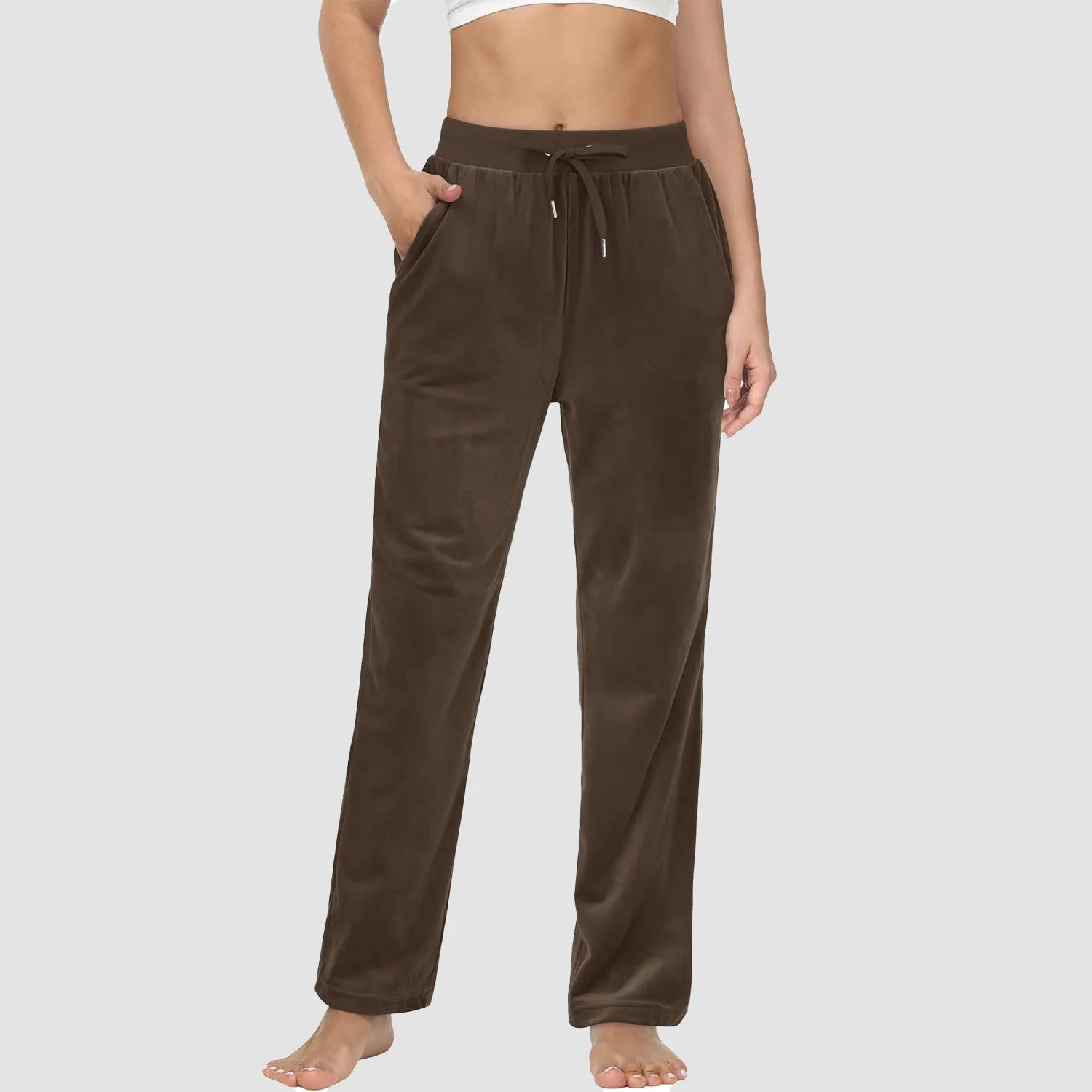 Women's Fleece Pants Track Athletic Running Yoga Velour Pants Jogger Comfy Pajama Lounge Sweatpants