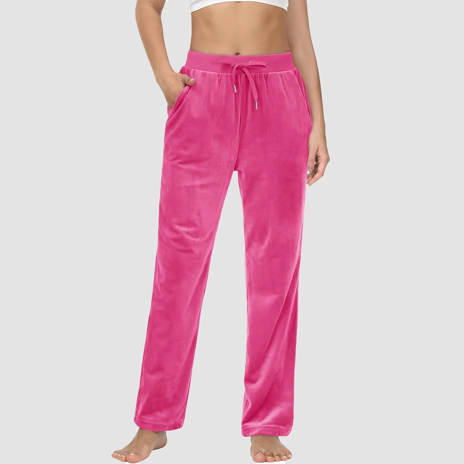 Women's Fleece Pants Track Athletic Running Yoga Velour Pants Jogger Comfy Pajama Lounge Sweatpants