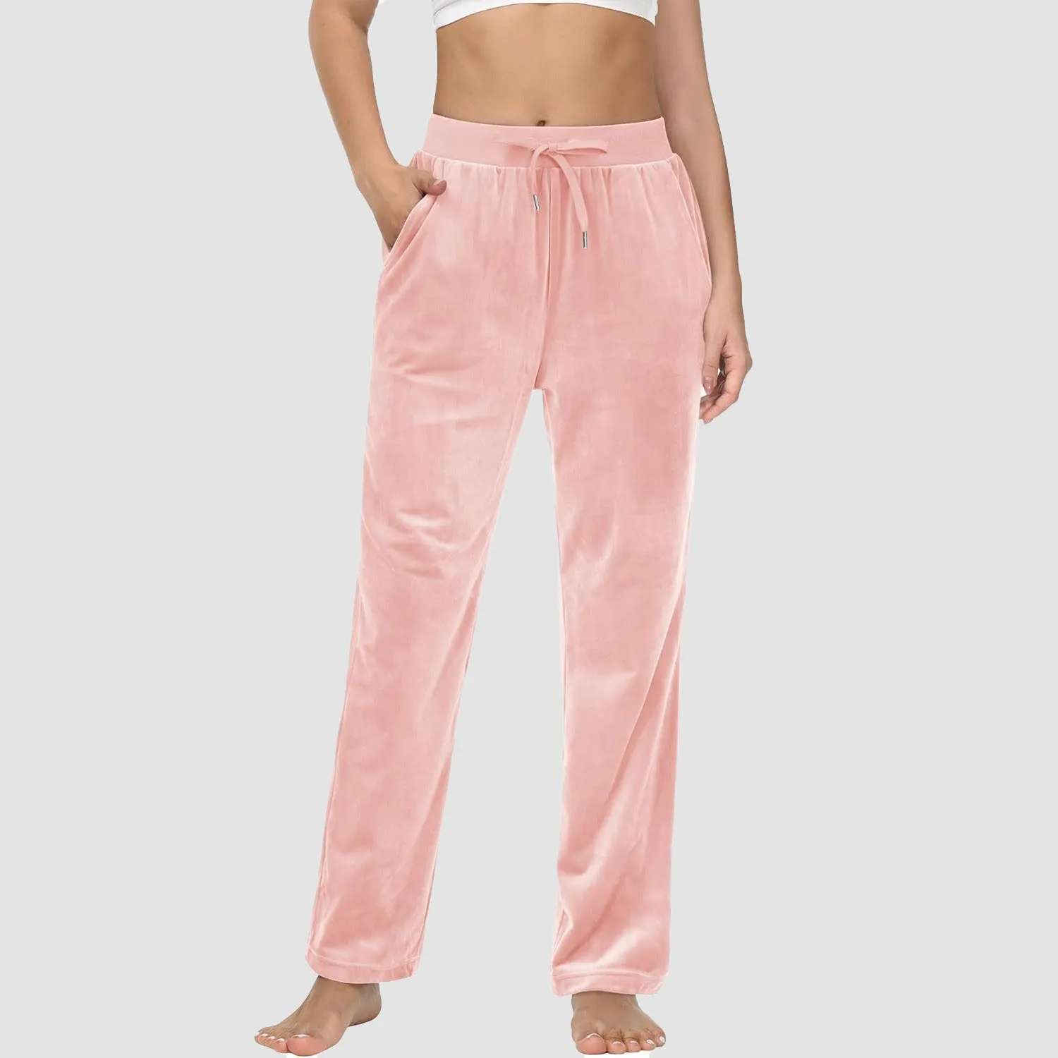 Women's Fleece Pants Track Athletic Running Yoga Velour Pants Jogger Comfy Pajama Lounge Sweatpants