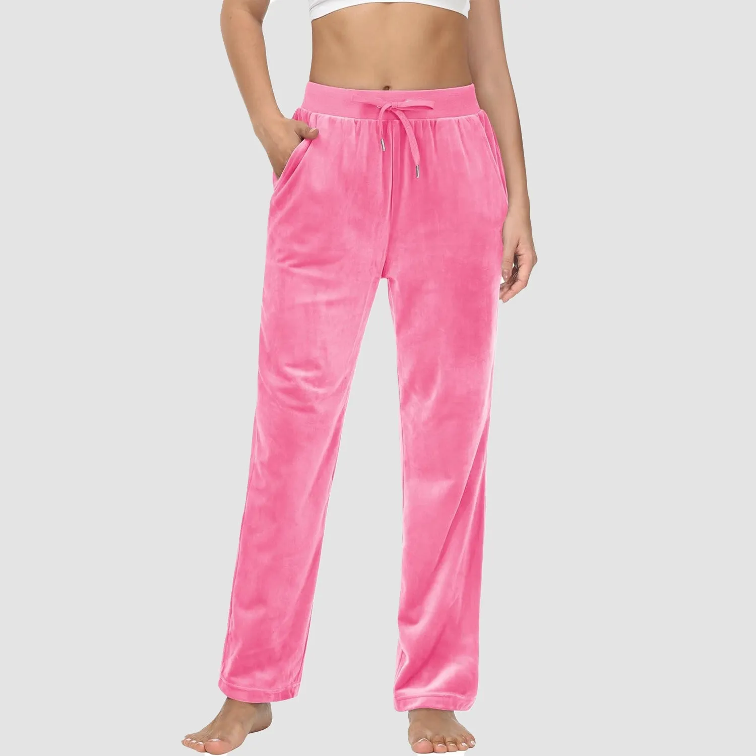 Women's Fleece Pants Track Athletic Running Yoga Velour Pants Jogger Comfy Pajama Lounge Sweatpants