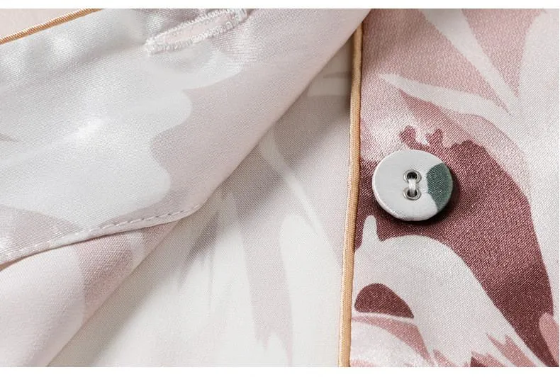 Women's Floral Long Satin Pajamas Set