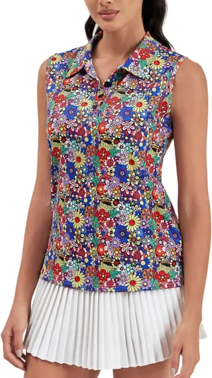 Womens Golf Polo Shirts Sleeveless Tennis Button Down Moisture Wicking Workout Tops